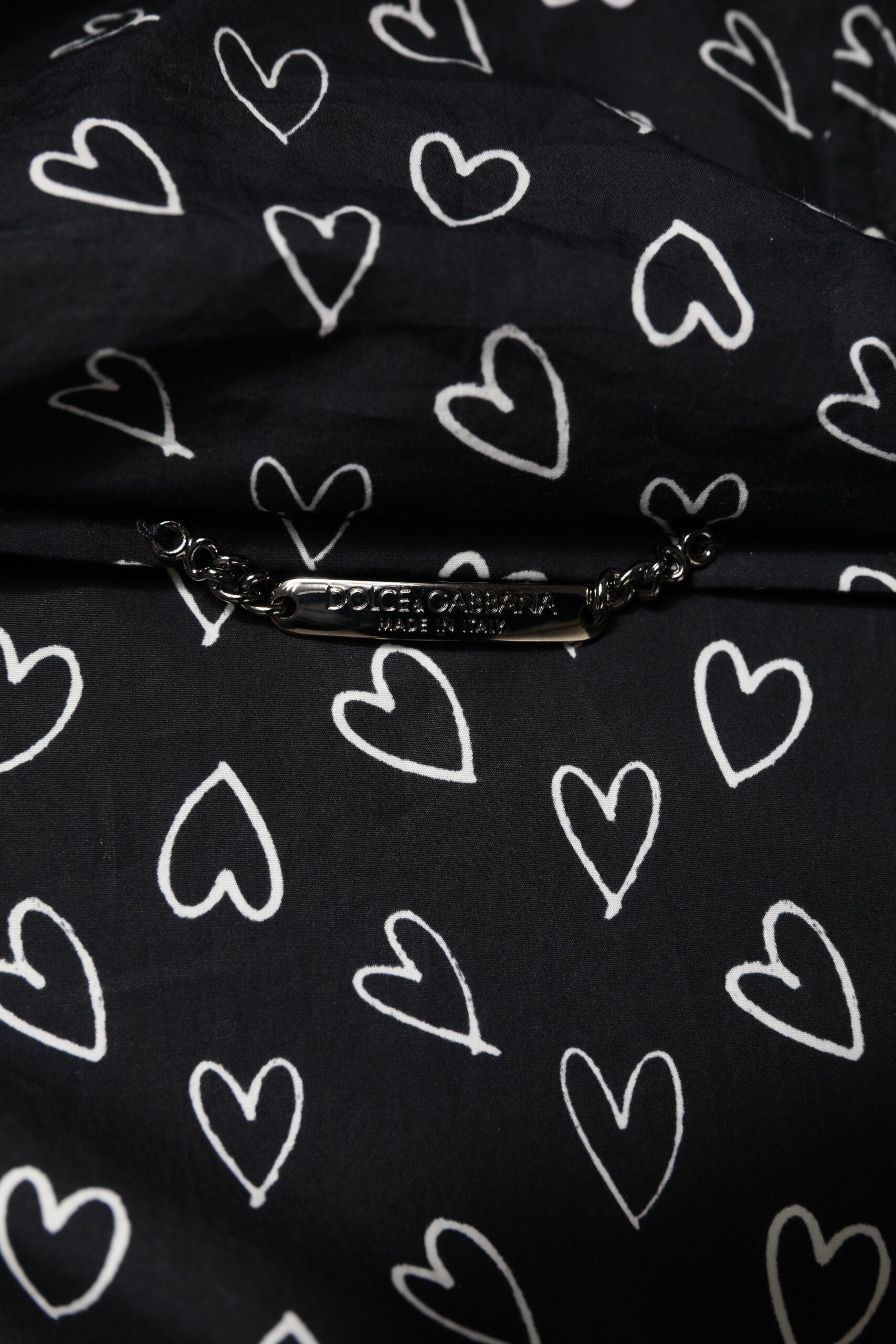 Dolce & Gabbana Black Heart Print Hooded Windbreaker Jacket - ACCEXO