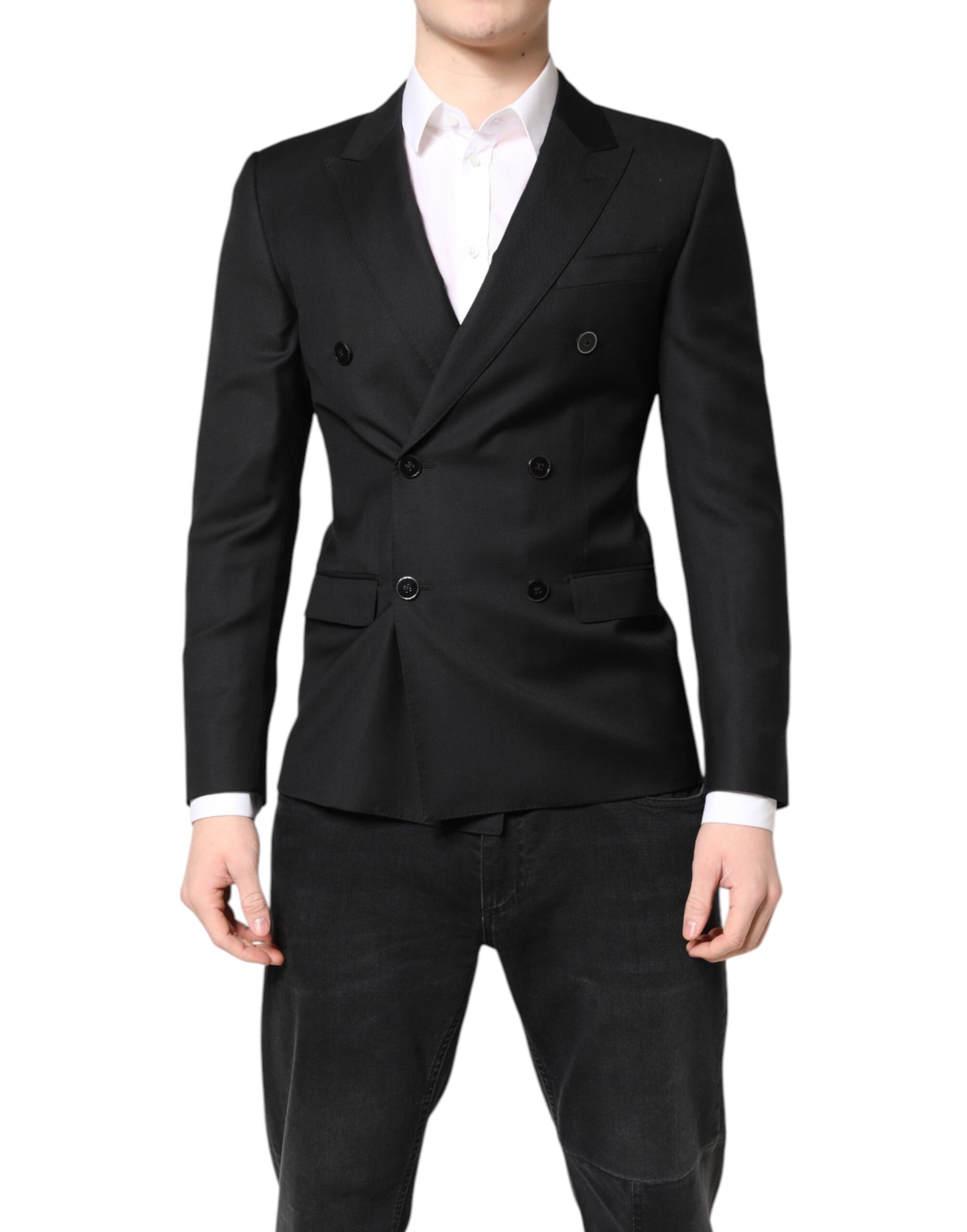 Dolce & Gabbana Black MARTINI Double Breasted Coat Blazer - ACCEXO