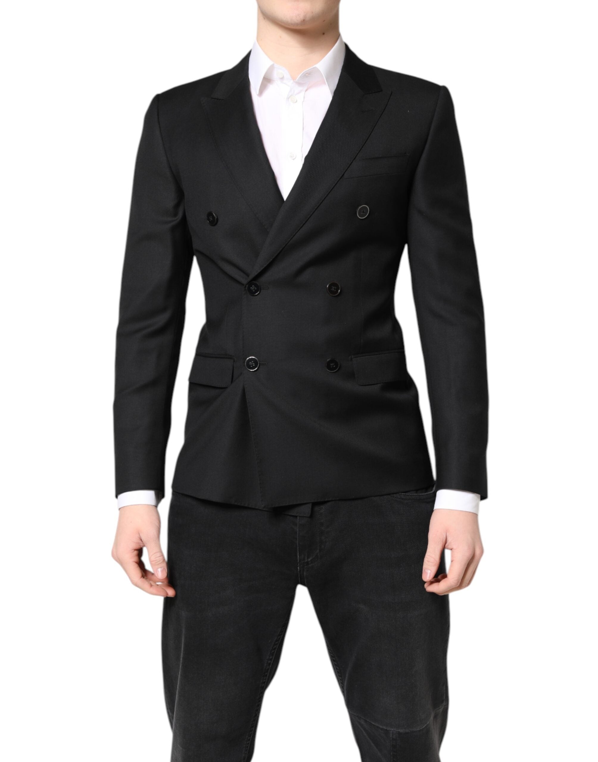Dolce & Gabbana Black MARTINI Double Breasted Coat Blazer - ACCEXO