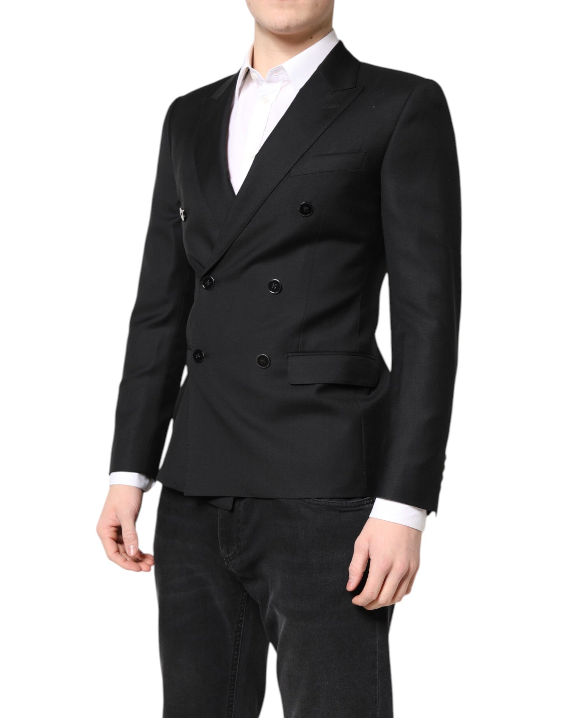 Dolce & Gabbana Black MARTINI Double Breasted Coat Blazer - ACCEXO