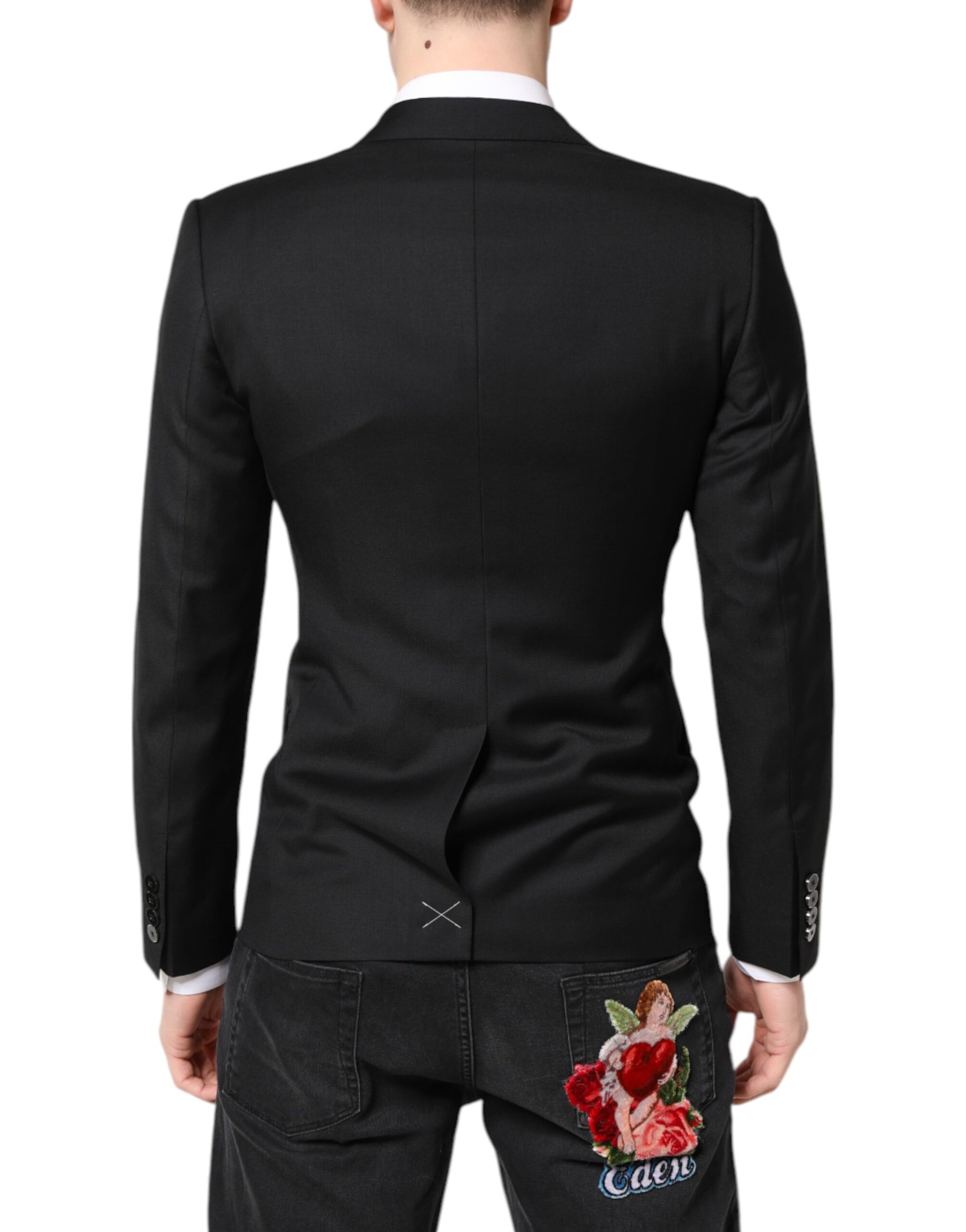 Dolce & Gabbana Black MARTINI Double Breasted Coat Blazer - ACCEXO