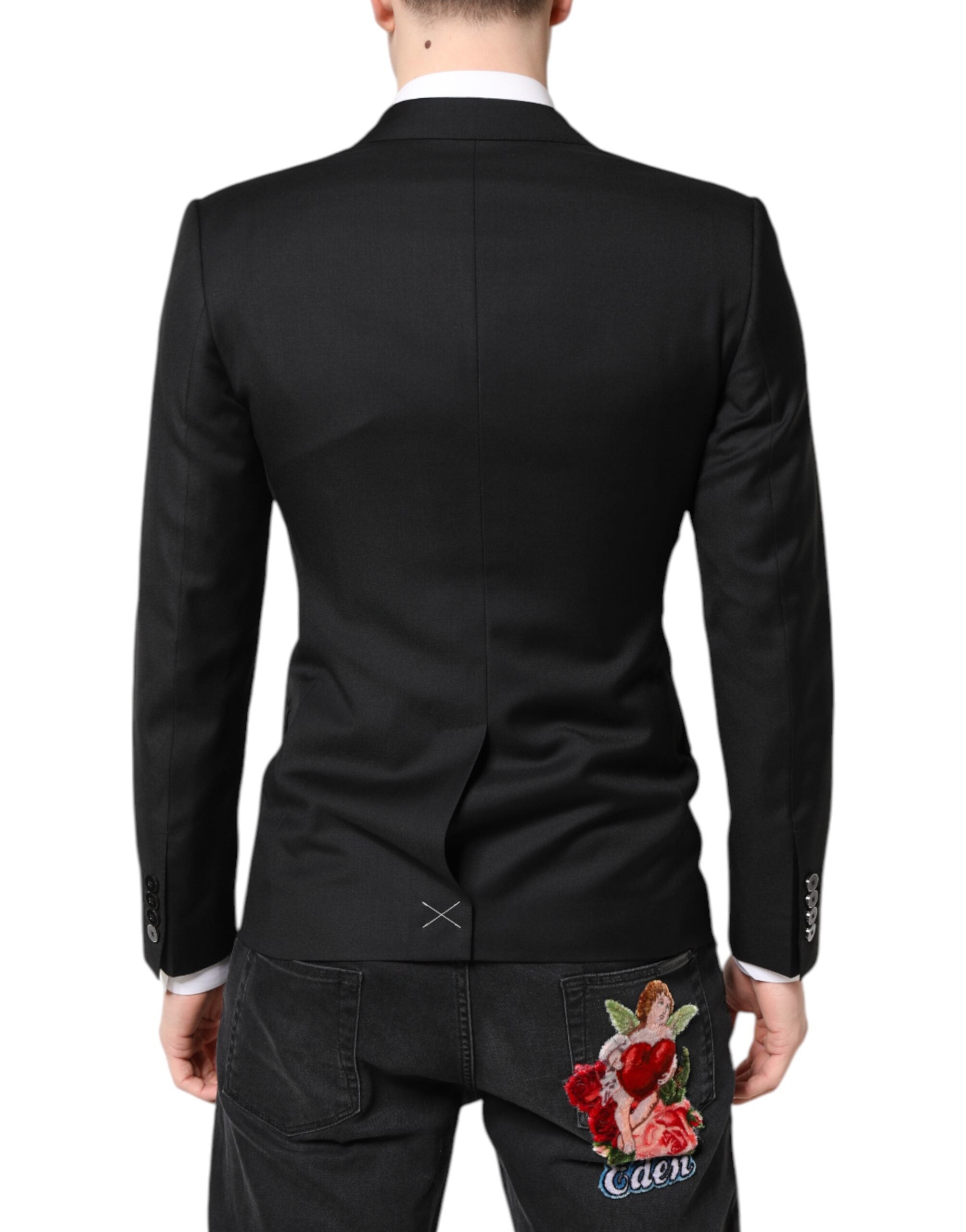 Dolce & Gabbana Black MARTINI Double Breasted Coat Blazer - ACCEXO
