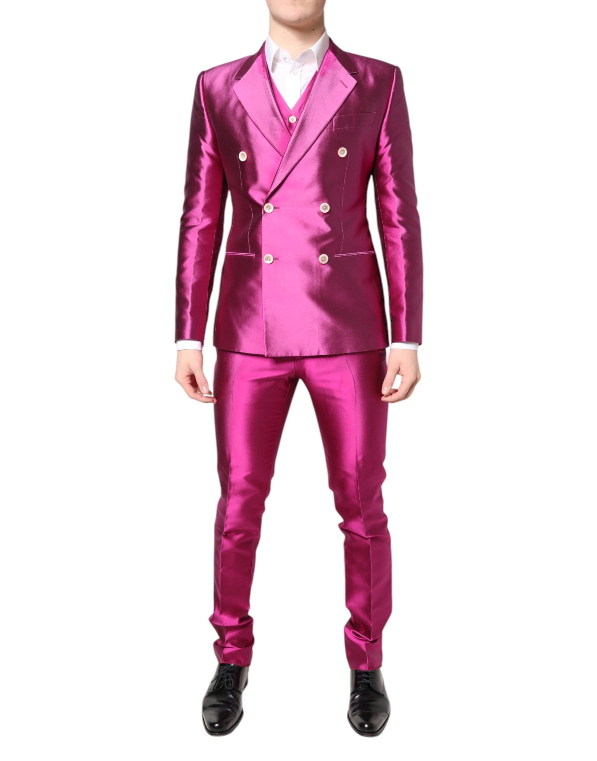 Dolce & Gabbana Pink SICILIA Double Breasted 3 Piece Suit - ACCEXO