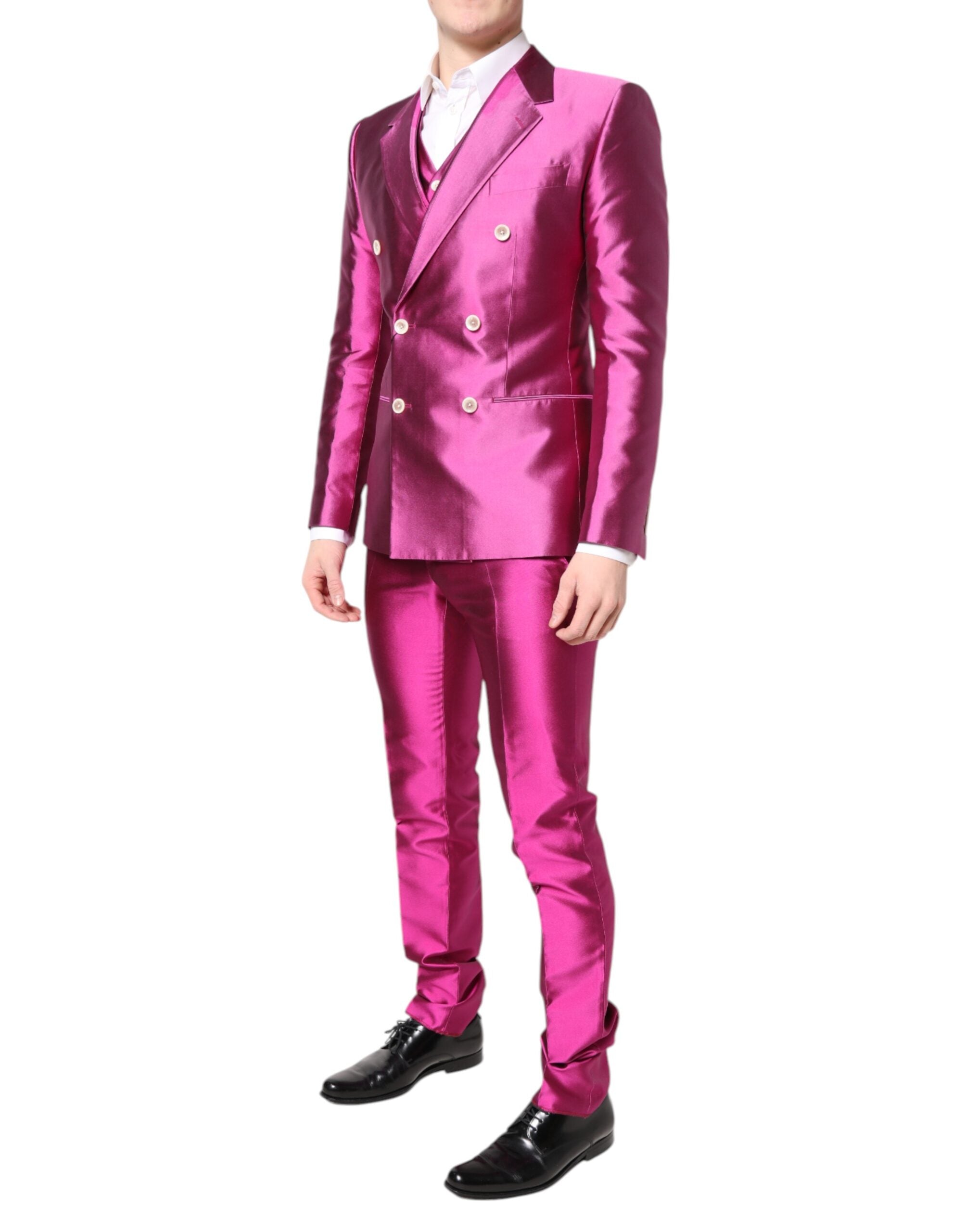 Dolce & Gabbana Pink SICILIA Double Breasted 3 Piece Suit - ACCEXO