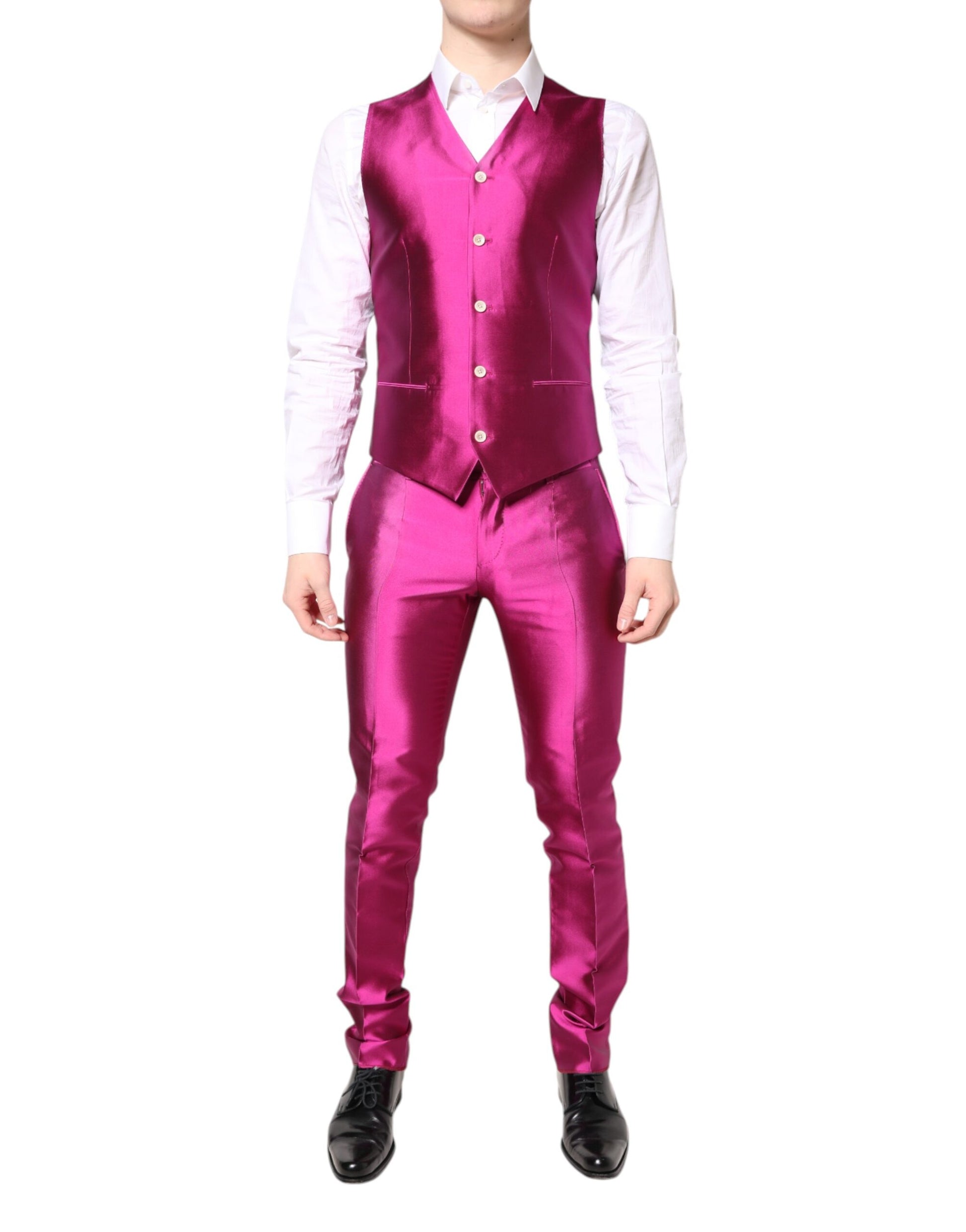 Dolce & Gabbana Pink SICILIA Double Breasted 3 Piece Suit - ACCEXO