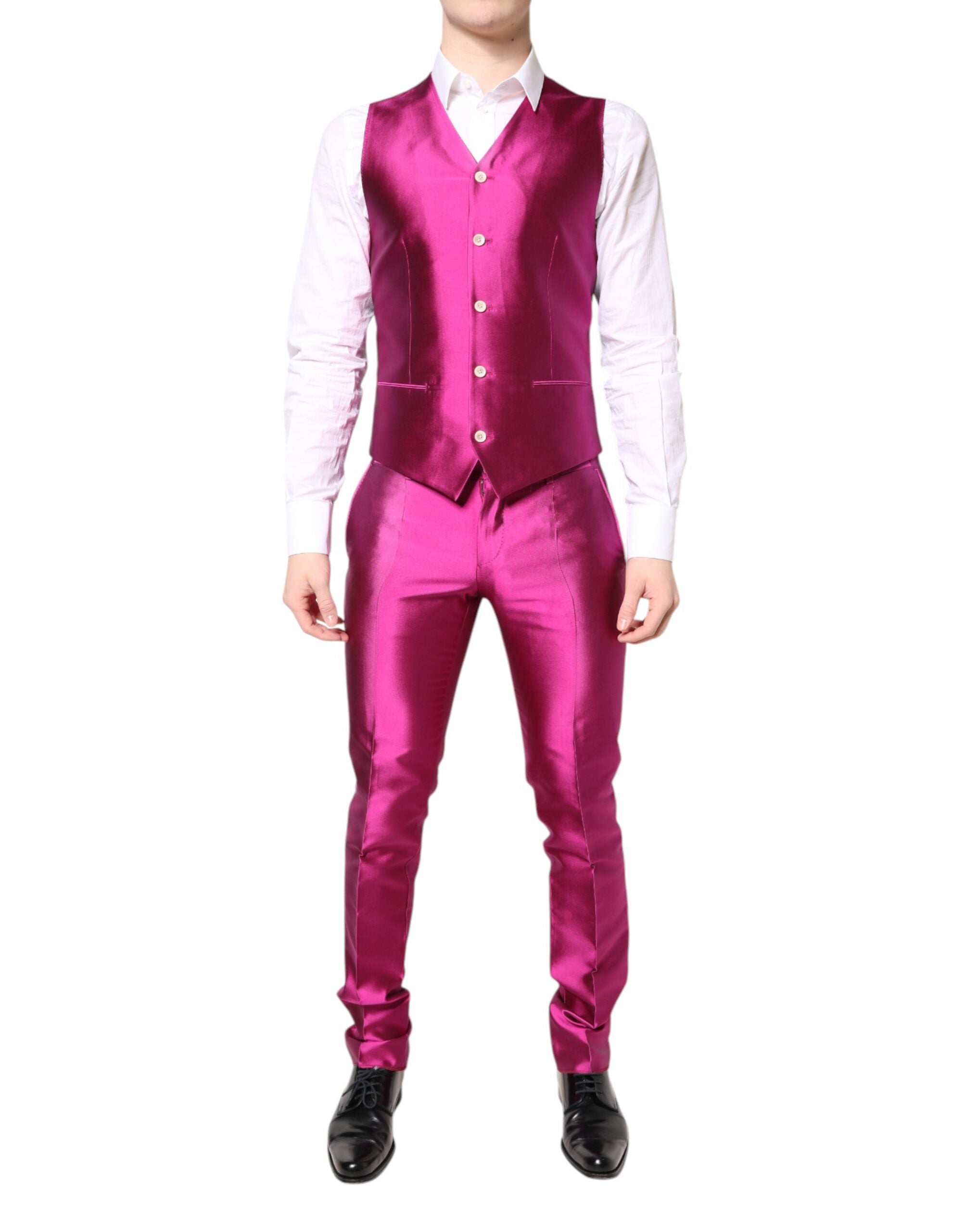 Dolce & Gabbana Pink SICILIA Double Breasted 3 Piece Suit - ACCEXO