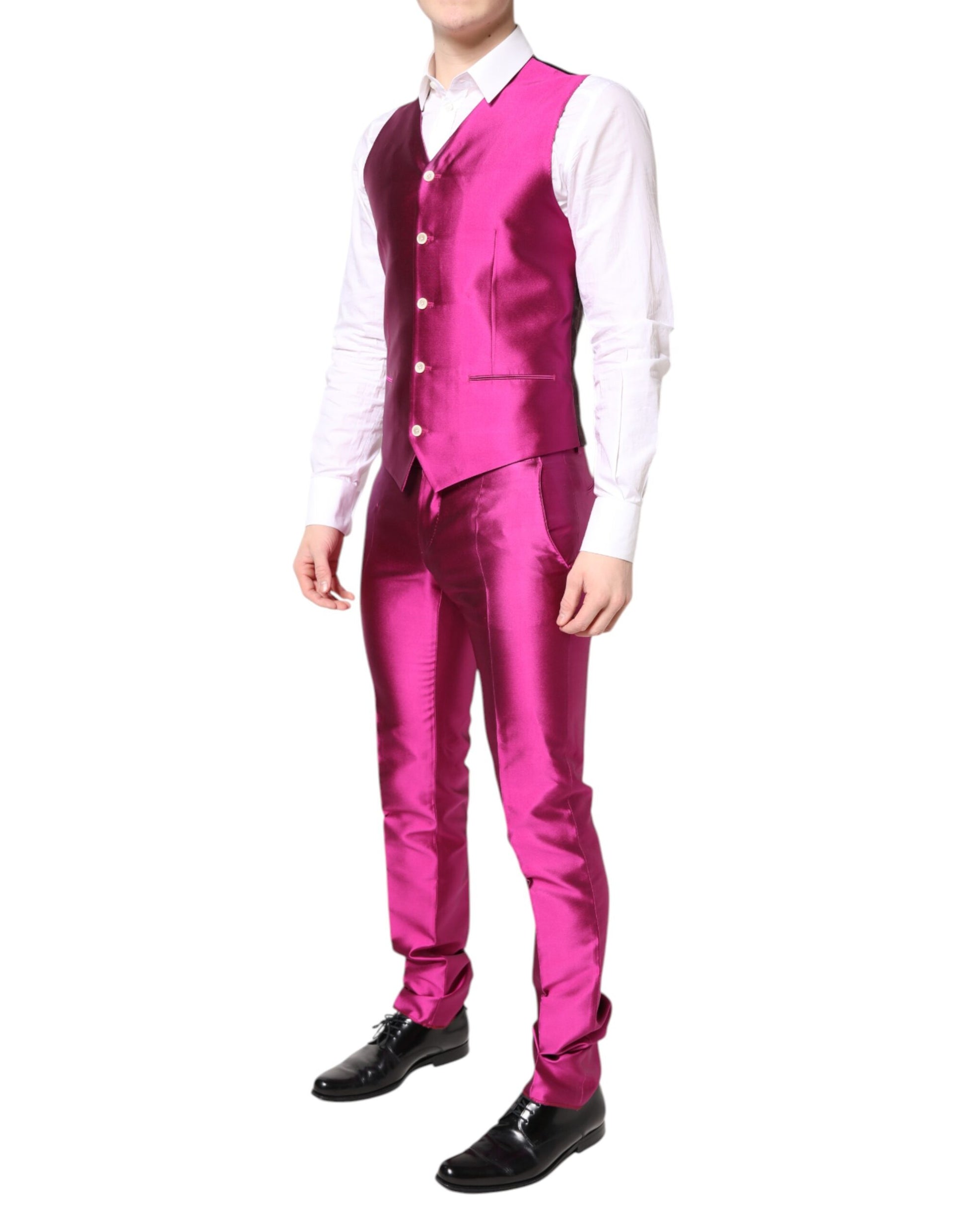 Dolce & Gabbana Pink SICILIA Double Breasted 3 Piece Suit - ACCEXO