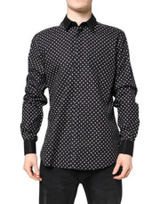 Dolce & Gabbana Black Polka Dot Cotton Formal Dress Shirt - ACCEXO