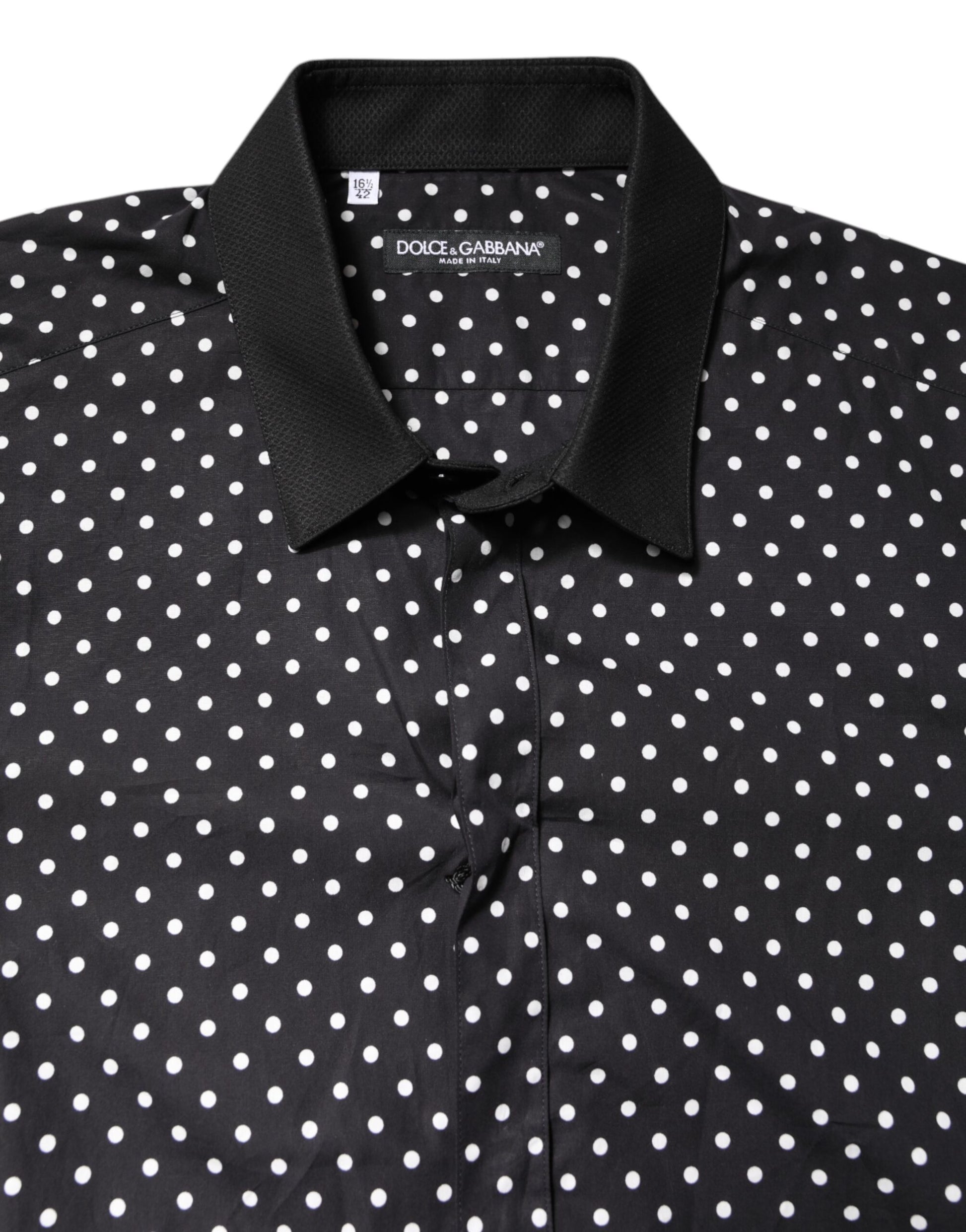 Dolce & Gabbana Black Polka Dot Cotton Formal Dress Shirt - ACCEXO