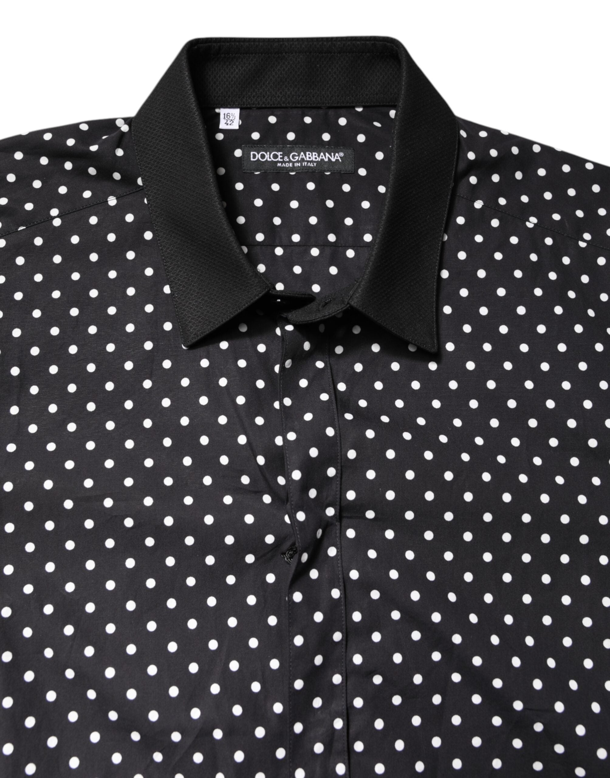 Dolce & Gabbana Black Polka Dot Cotton Formal Dress Shirt - ACCEXO