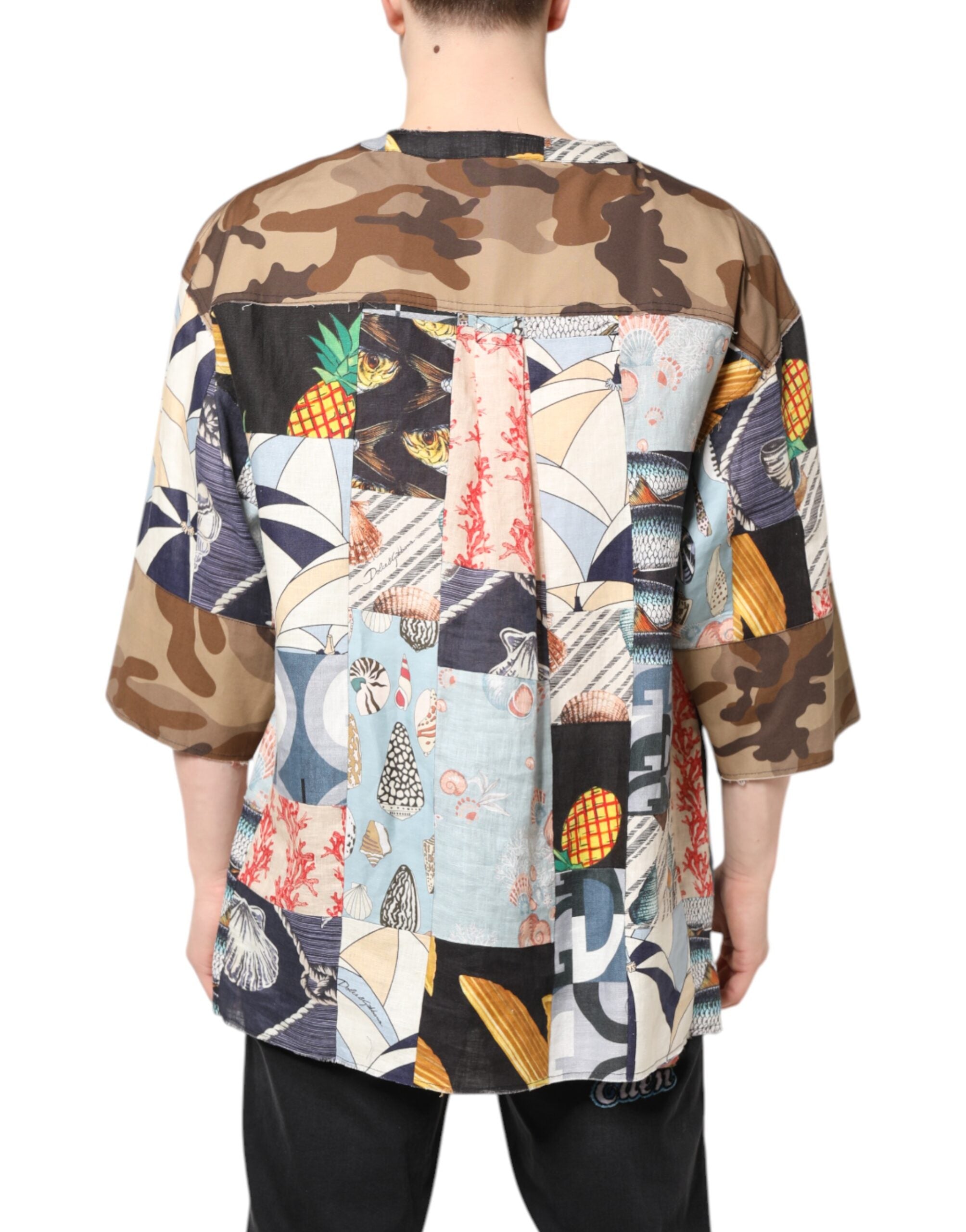 Dolce & Gabbana Multicolor Patchwork Short Sleeves Shirt - ACCEXO