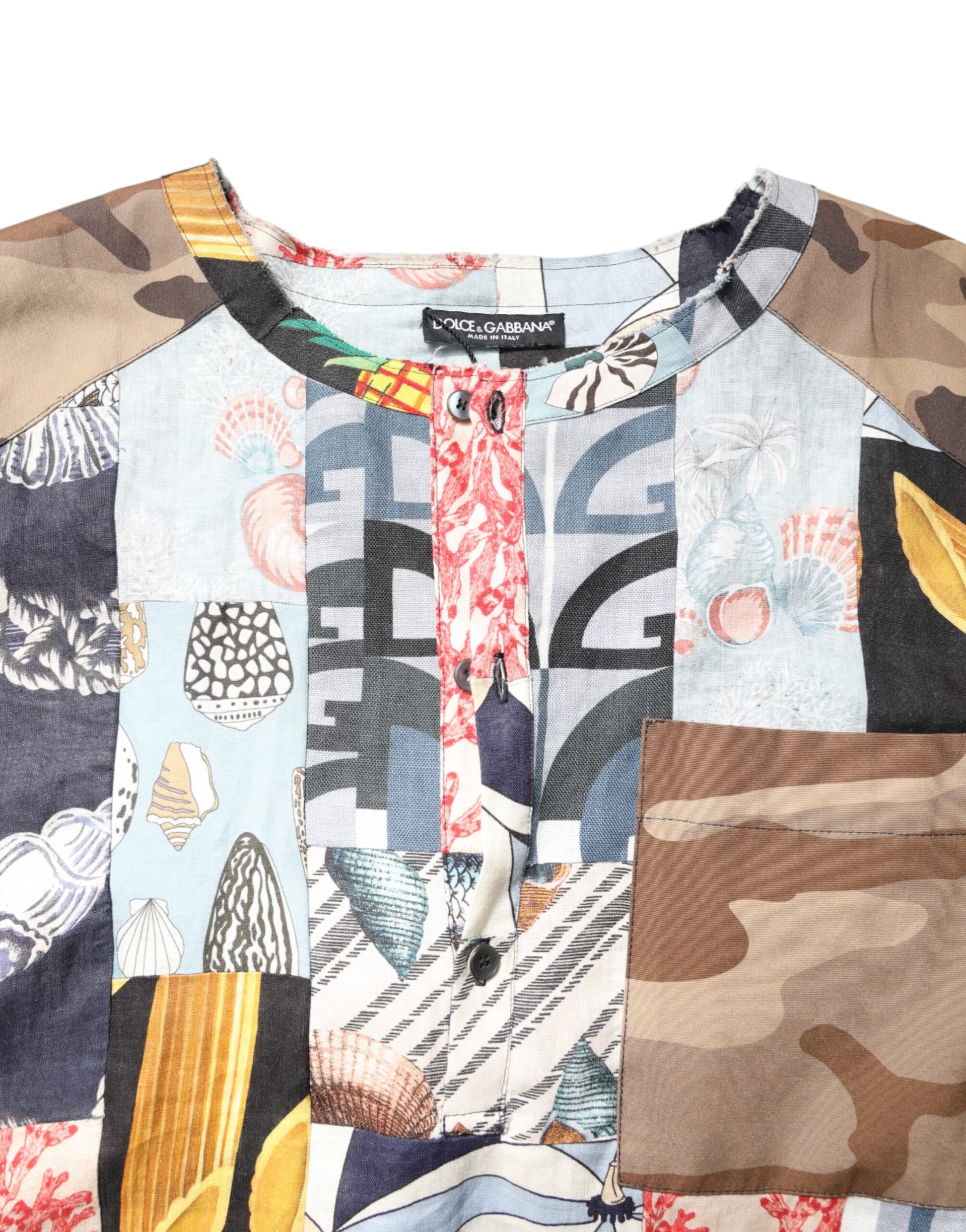 Dolce & Gabbana Multicolor Patchwork Short Sleeves Shirt - ACCEXO