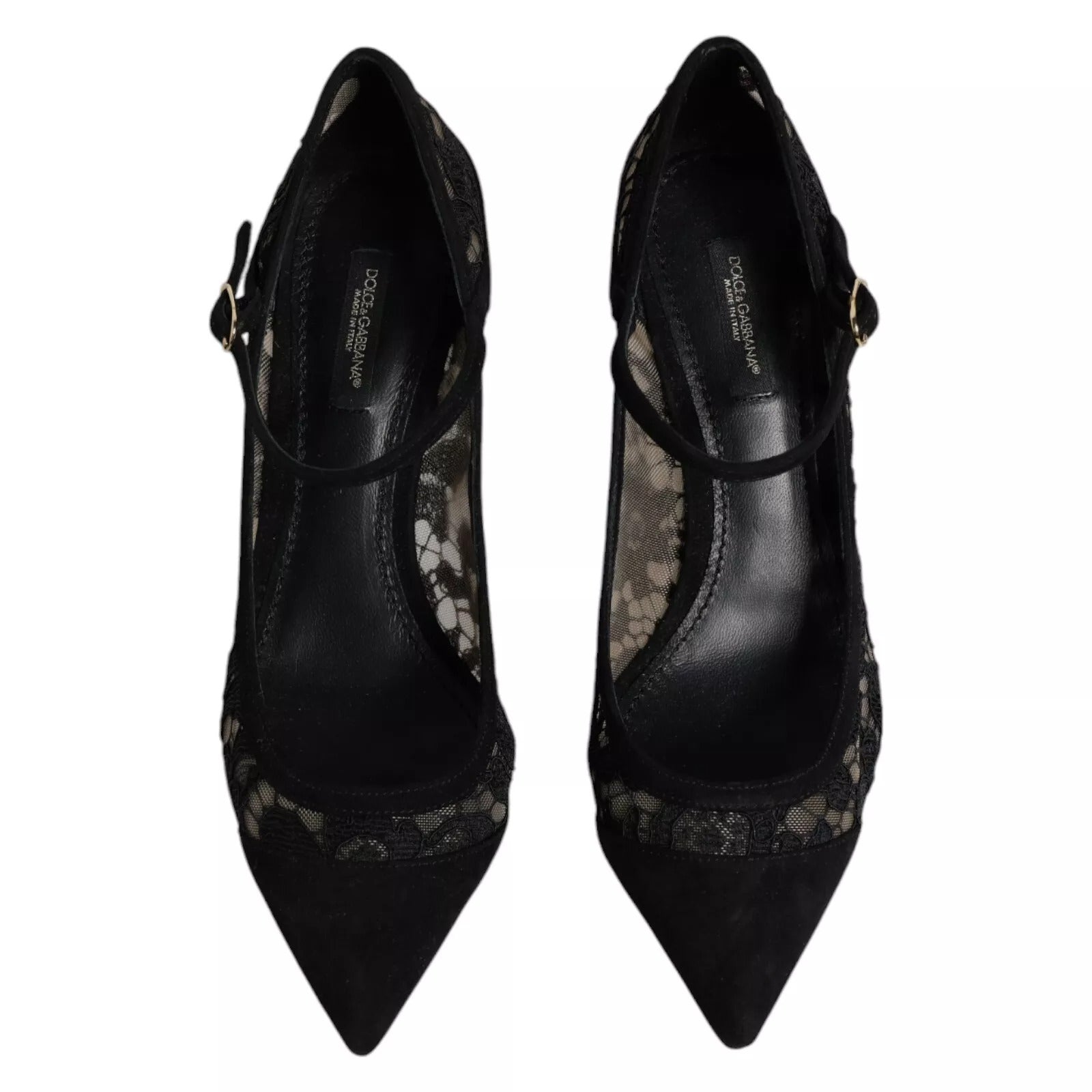 Dolce & Gabbana Black Mary Jane Taormina Lace Pumps Shoes - ACCEXO