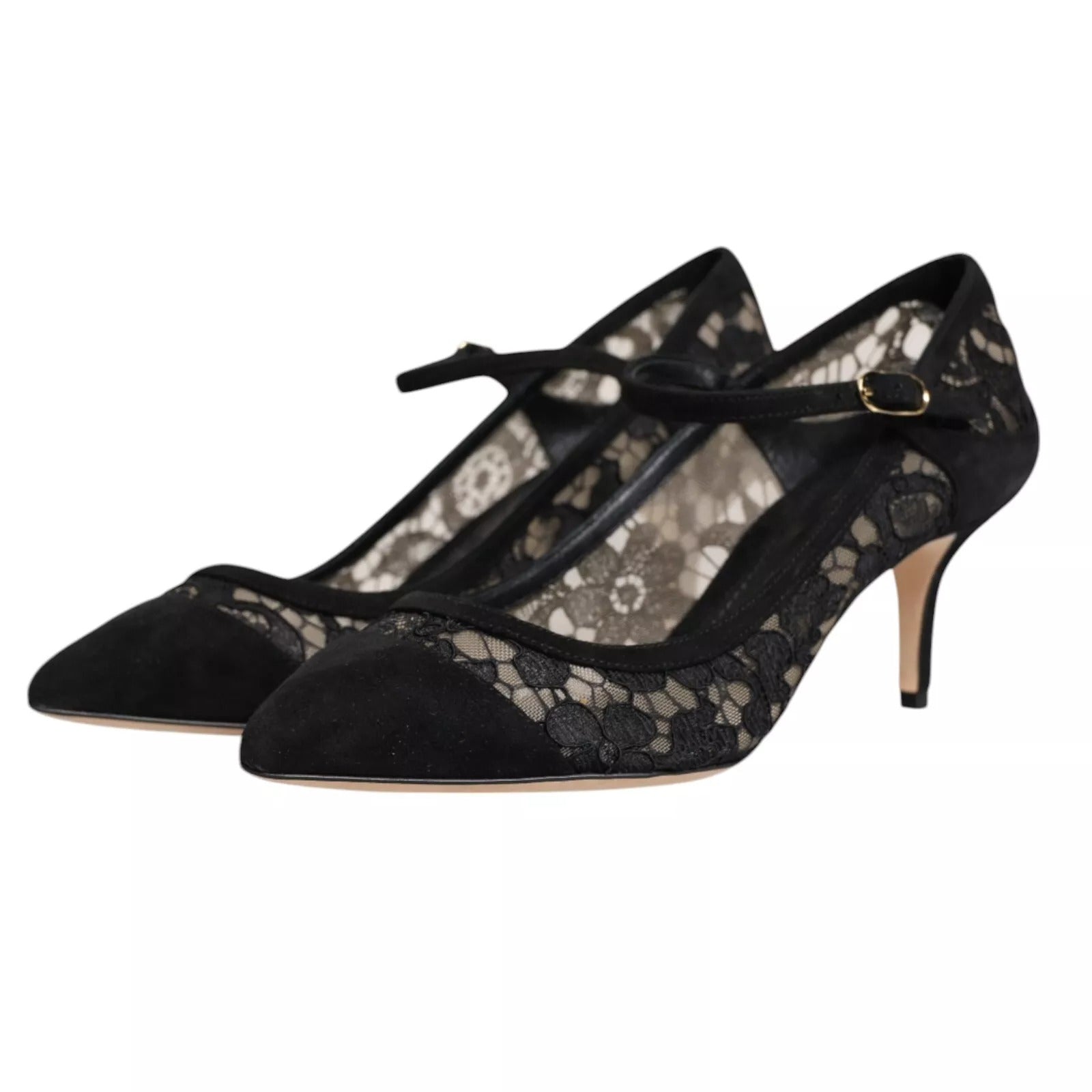 Dolce & Gabbana Black Mary Jane Taormina Lace Pumps Shoes - ACCEXO