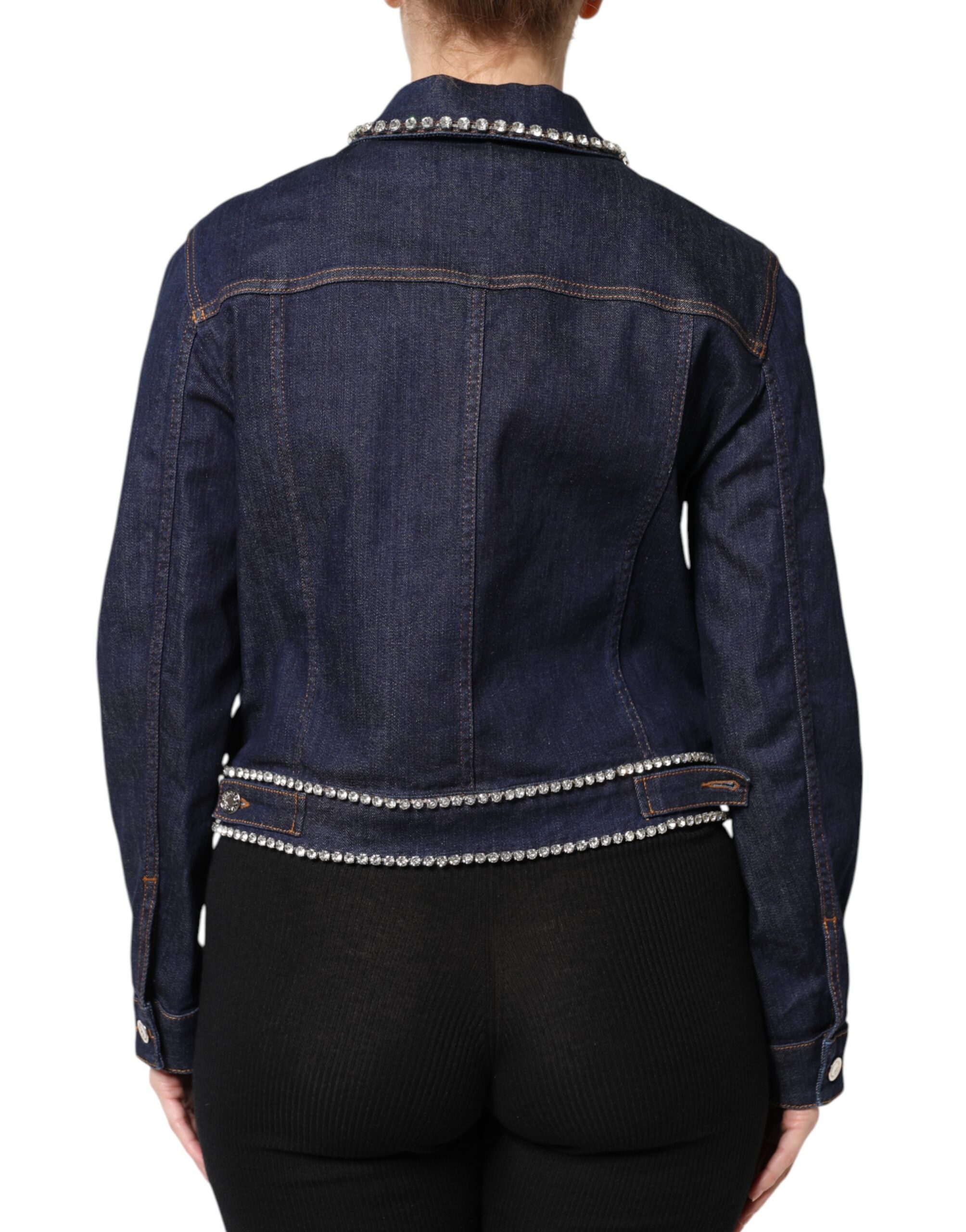 Dolce & Gabbana Blue Denim Cotton Crystal Embellished Jacket - ACCEXO