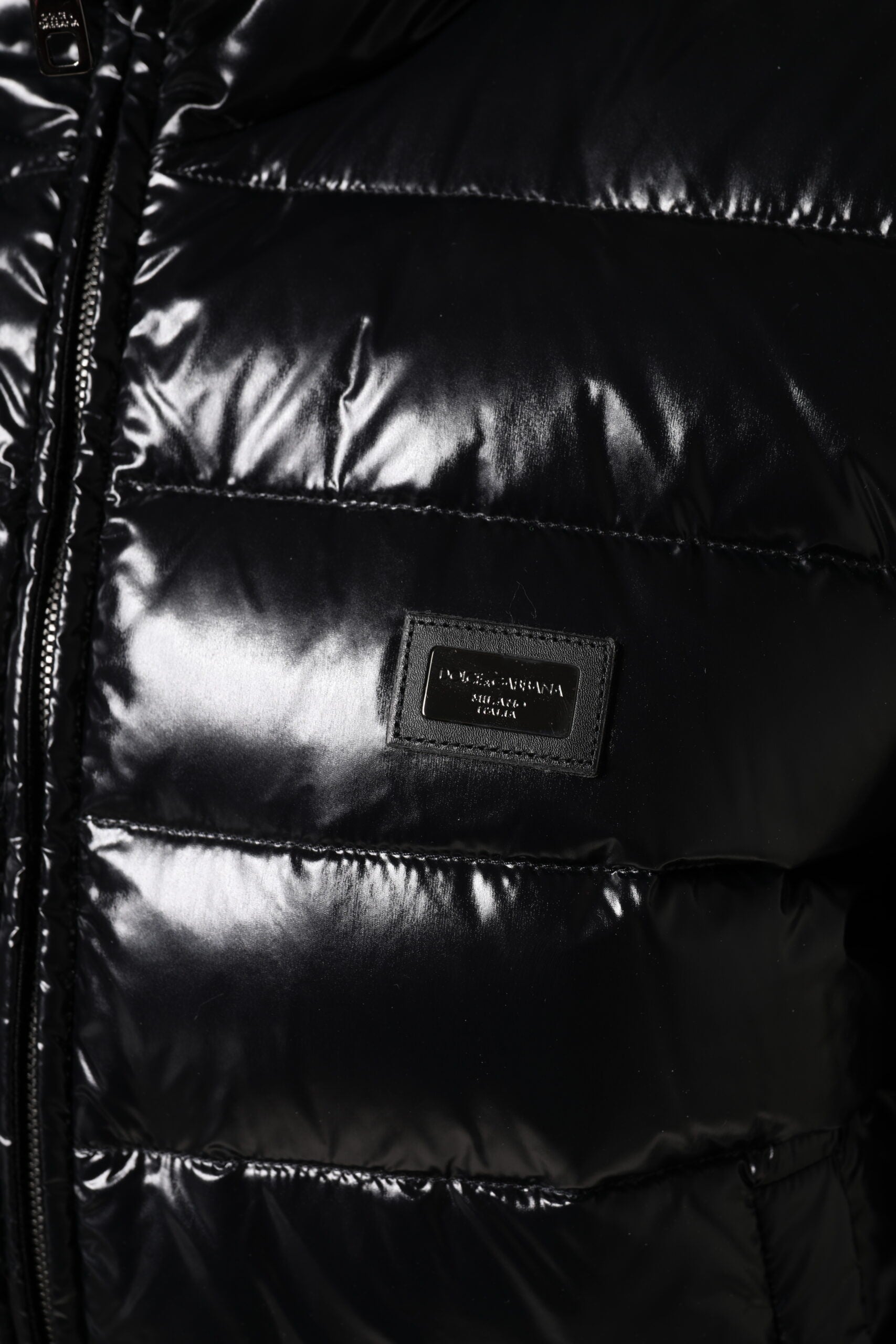 Dolce & Gabbana Black Logo Plaque Full Zip Puffer Jacket - ACCEXO