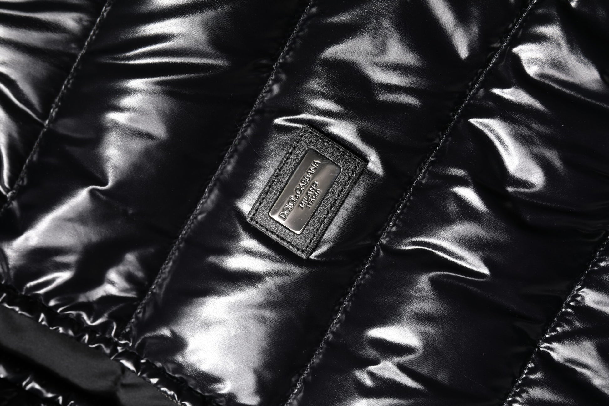 Dolce & Gabbana Black Logo Plaque Full Zip Puffer Jacket - ACCEXO
