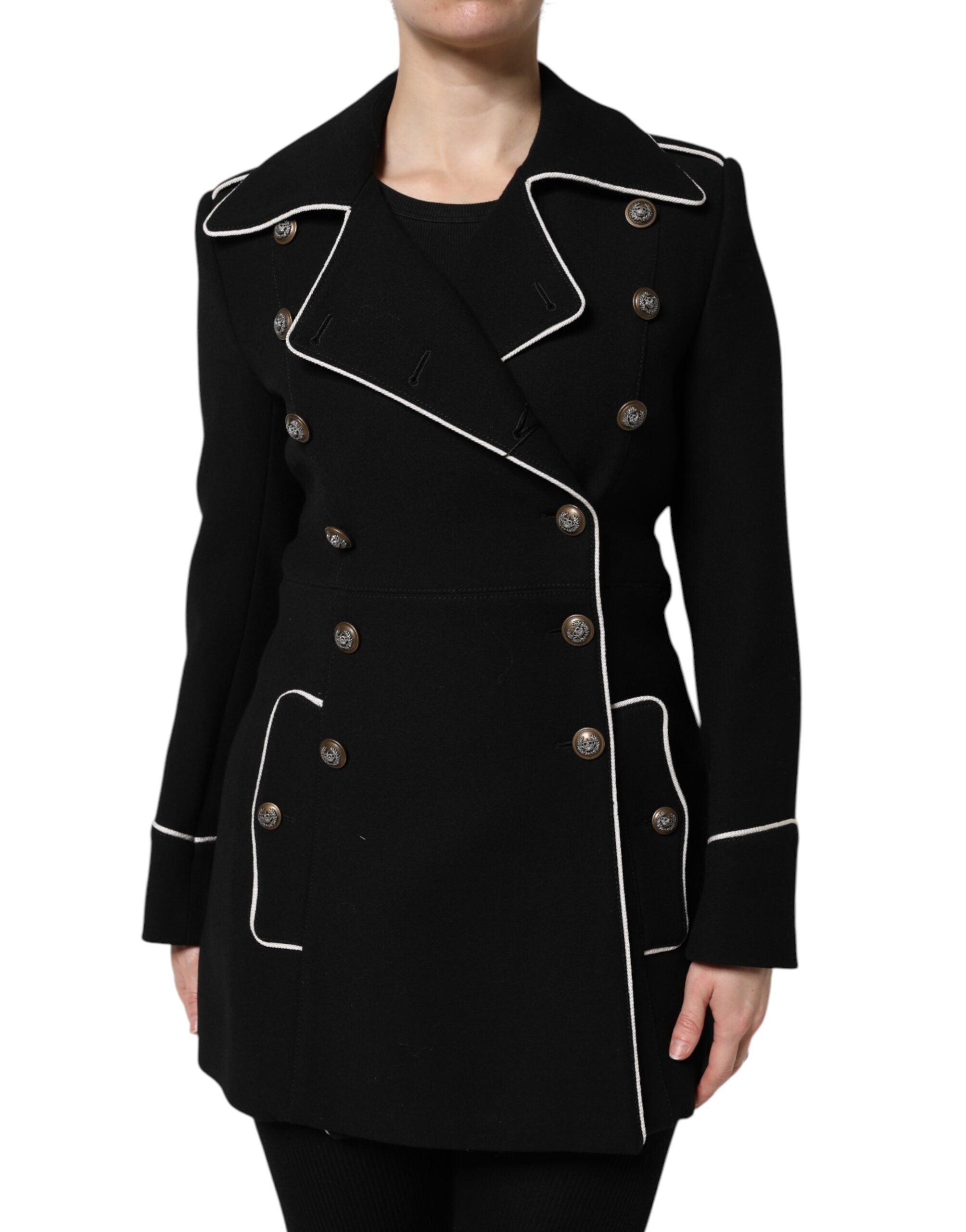 Dolce & Gabbana Black Wool Double Breasted Blazer Jacket - ACCEXO