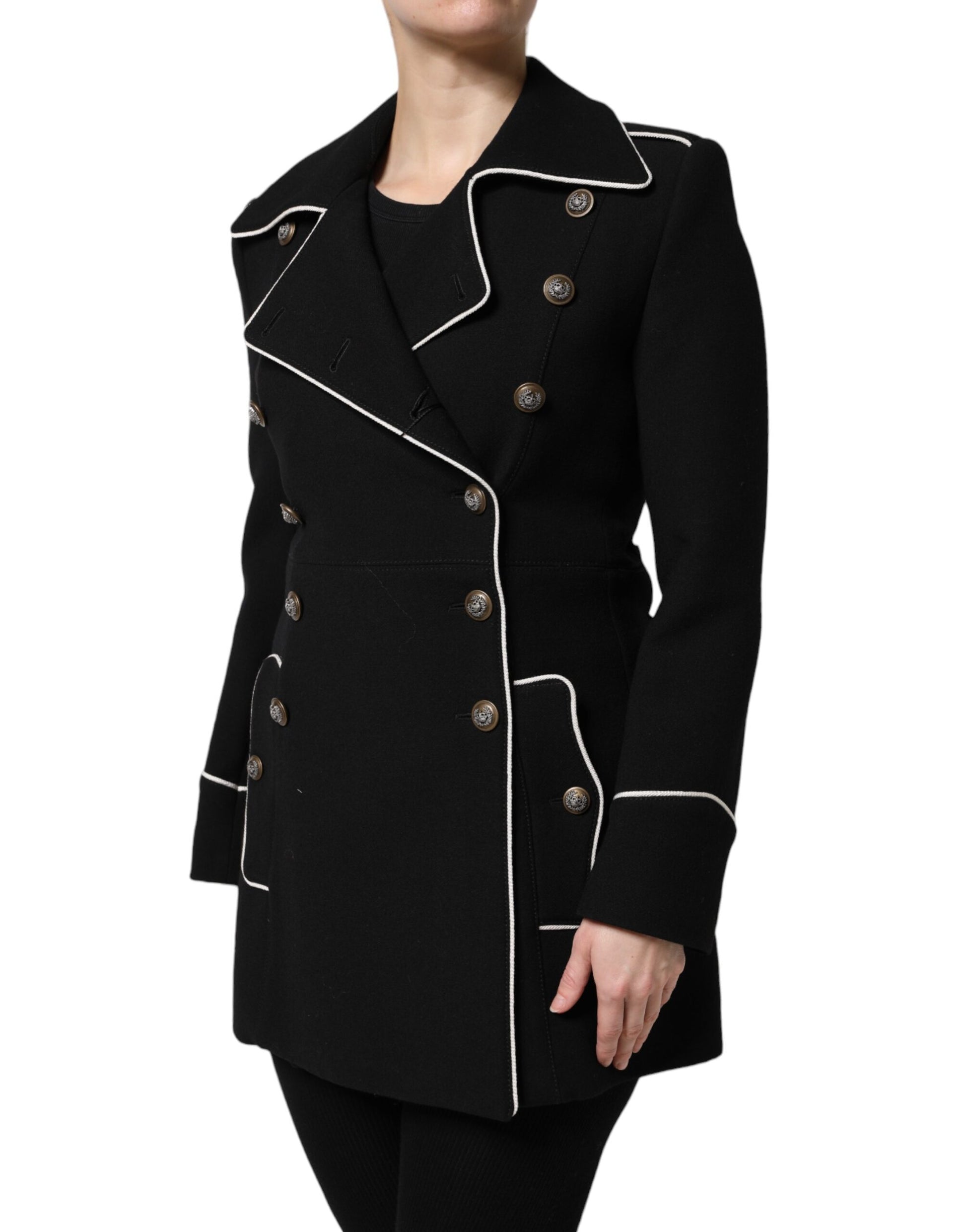 Dolce & Gabbana Black Wool Double Breasted Blazer Jacket - ACCEXO
