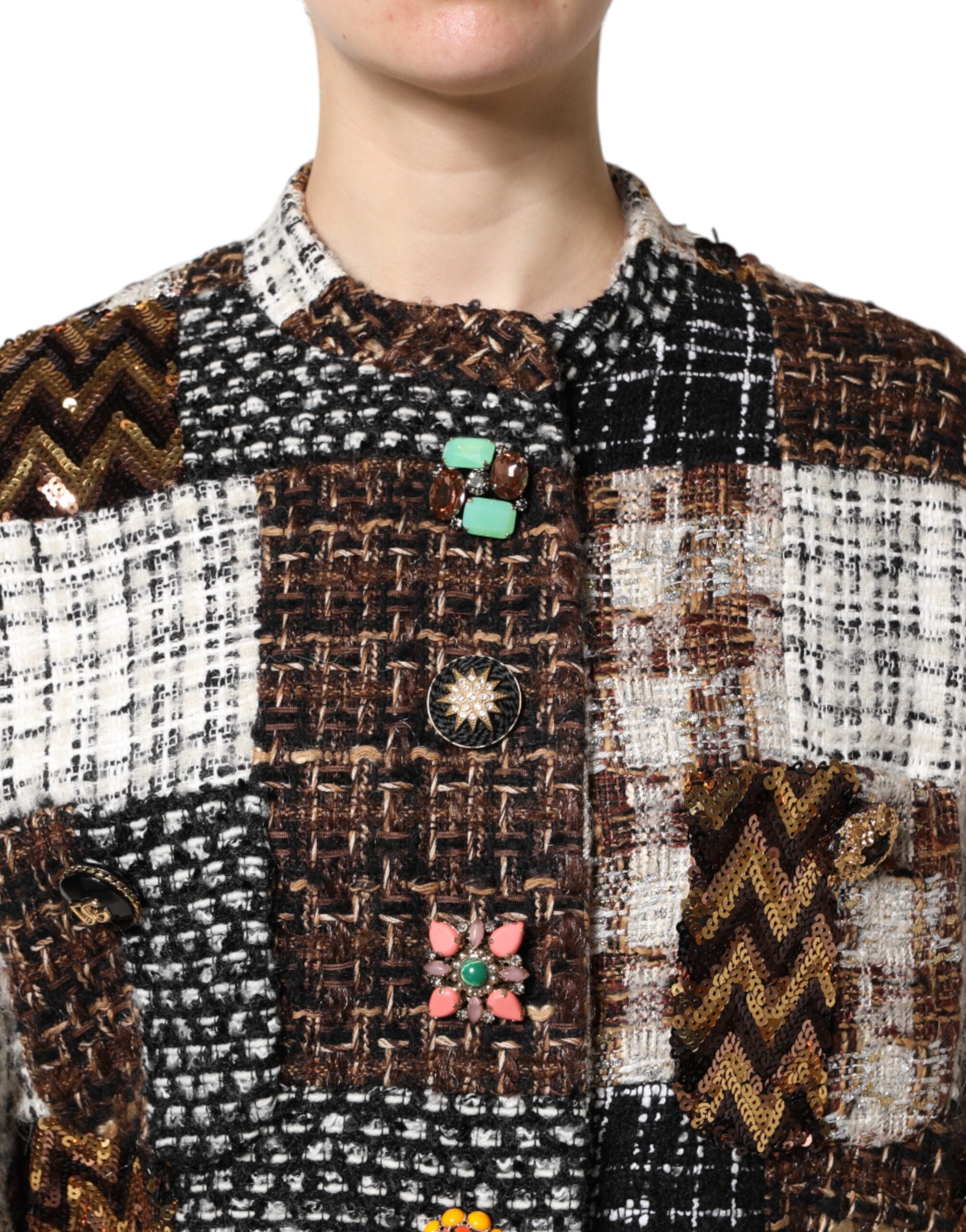 Dolce & Gabbana Multicolor Patchwork Button Down Jacket - ACCEXO