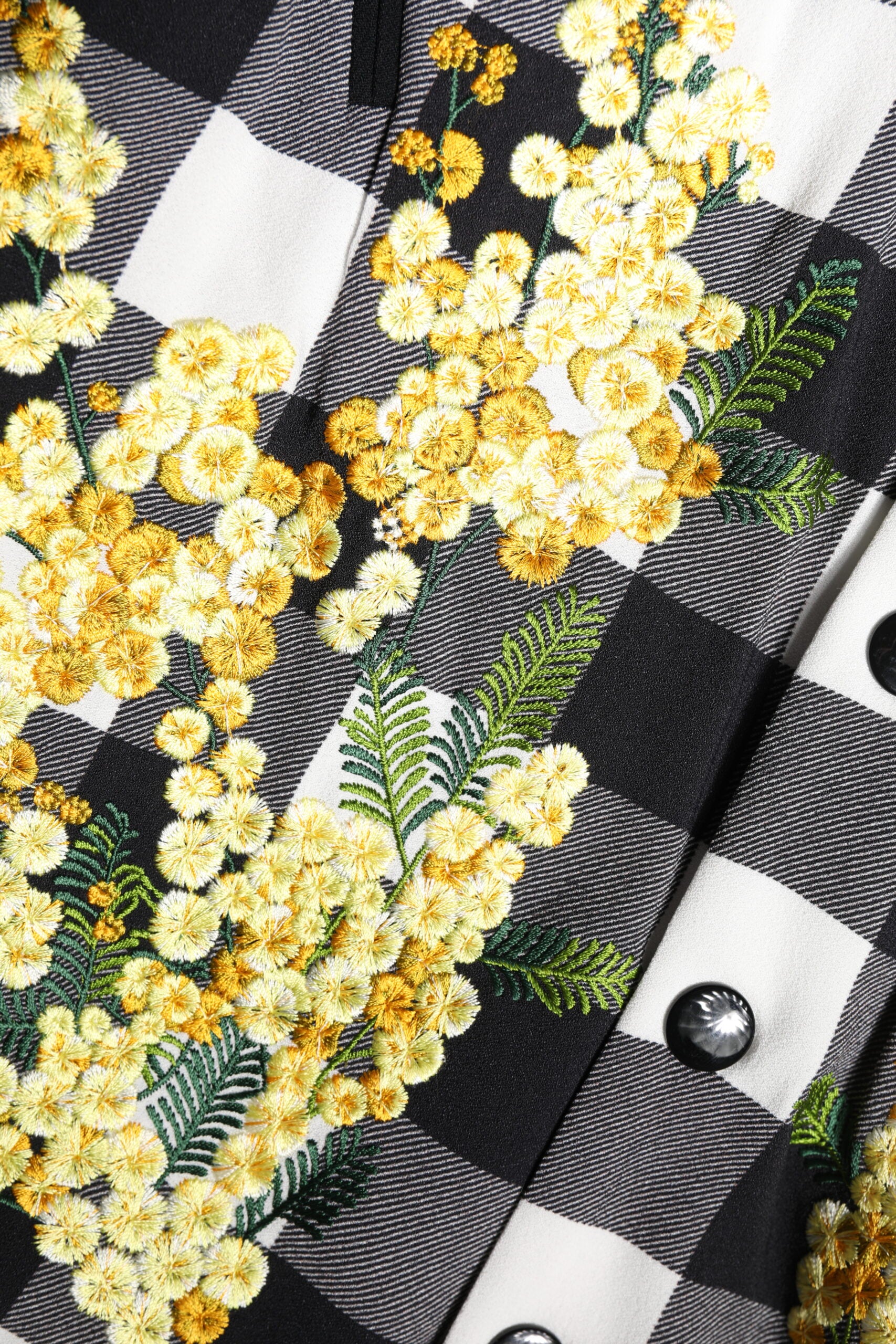 Dolce & Gabbana Black White Check Floral Button Down Jacket - ACCEXO