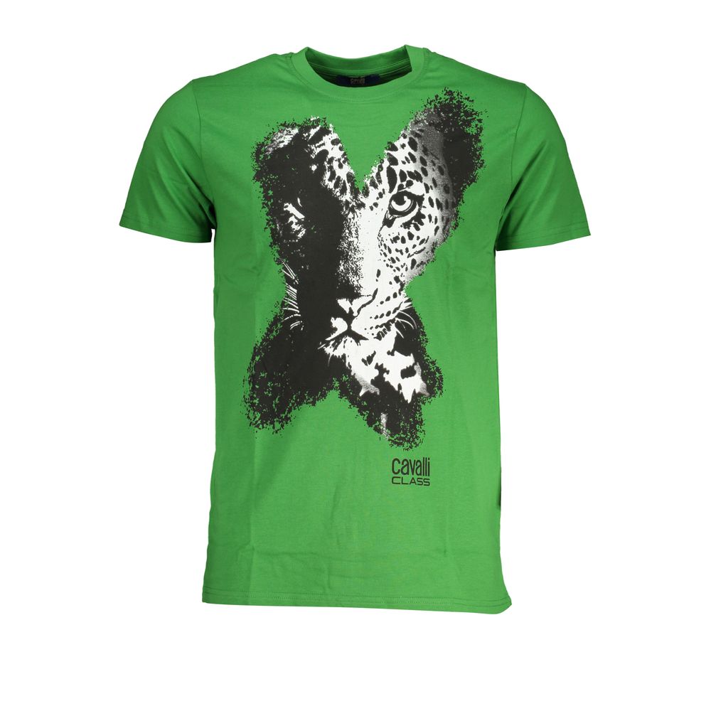 Cavalli Class Green Cotton T-Shirt - ACCEXO