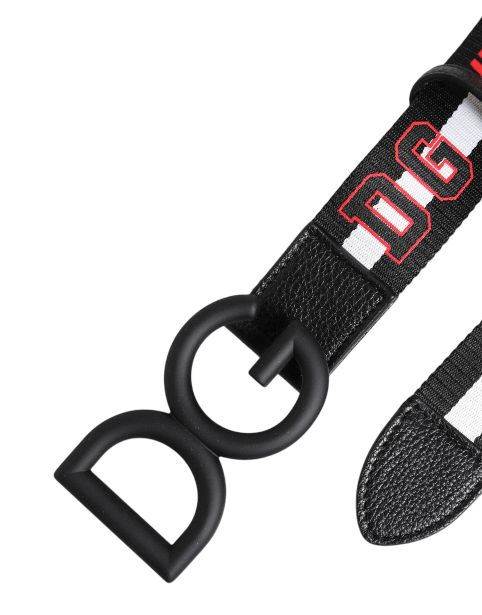 Dolce & Gabbana Black Polyester Logo Print DG Buckle Belt - ACCEXO