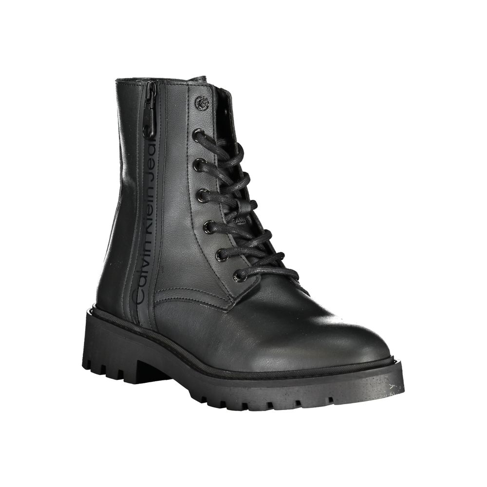 Calvin Klein Chic Black Ankle Boot with Laces and Zip Detail - ACCEXO
