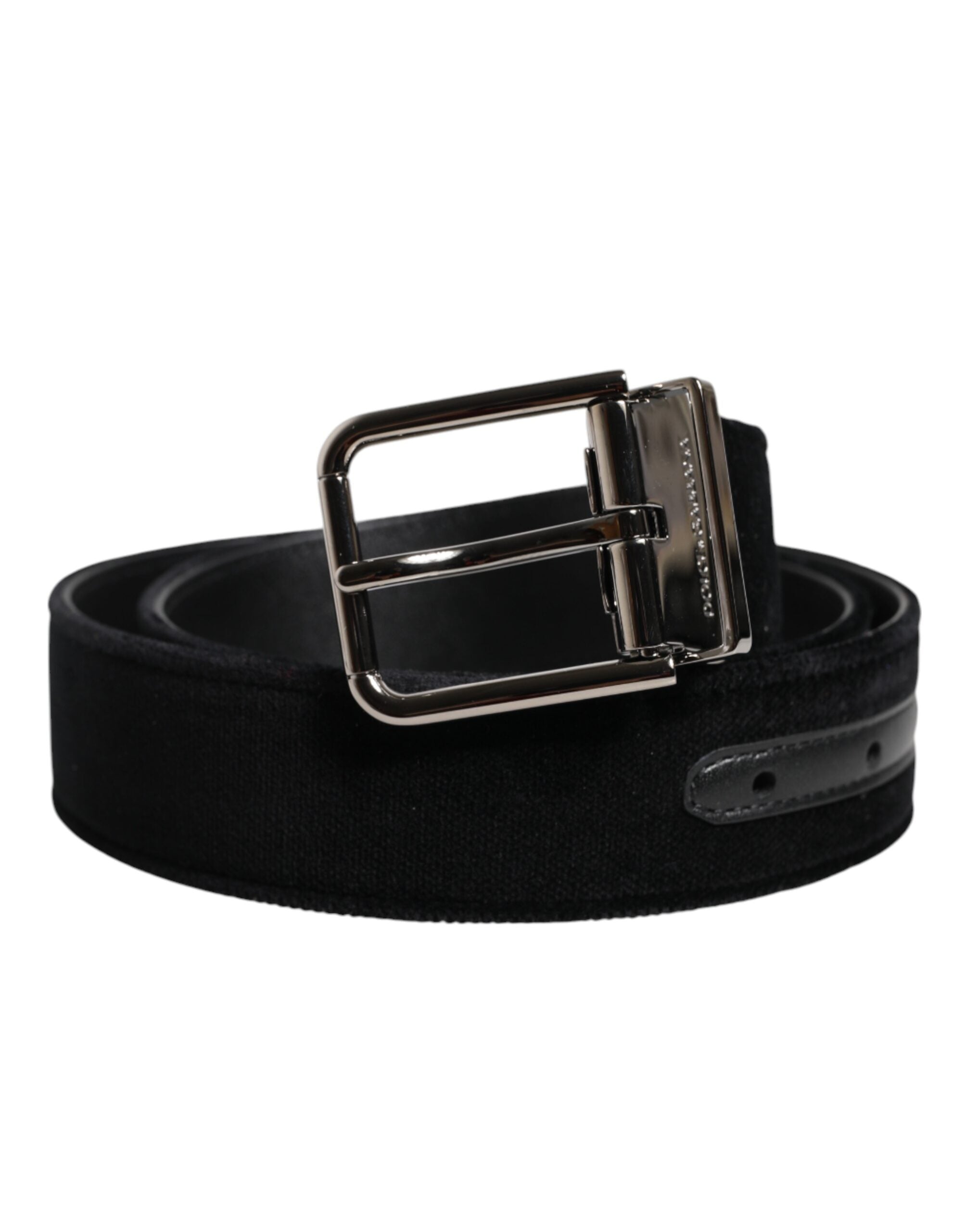 Dolce & Gabbana Black Cotton Silver Metal Buckle Belt - ACCEXO