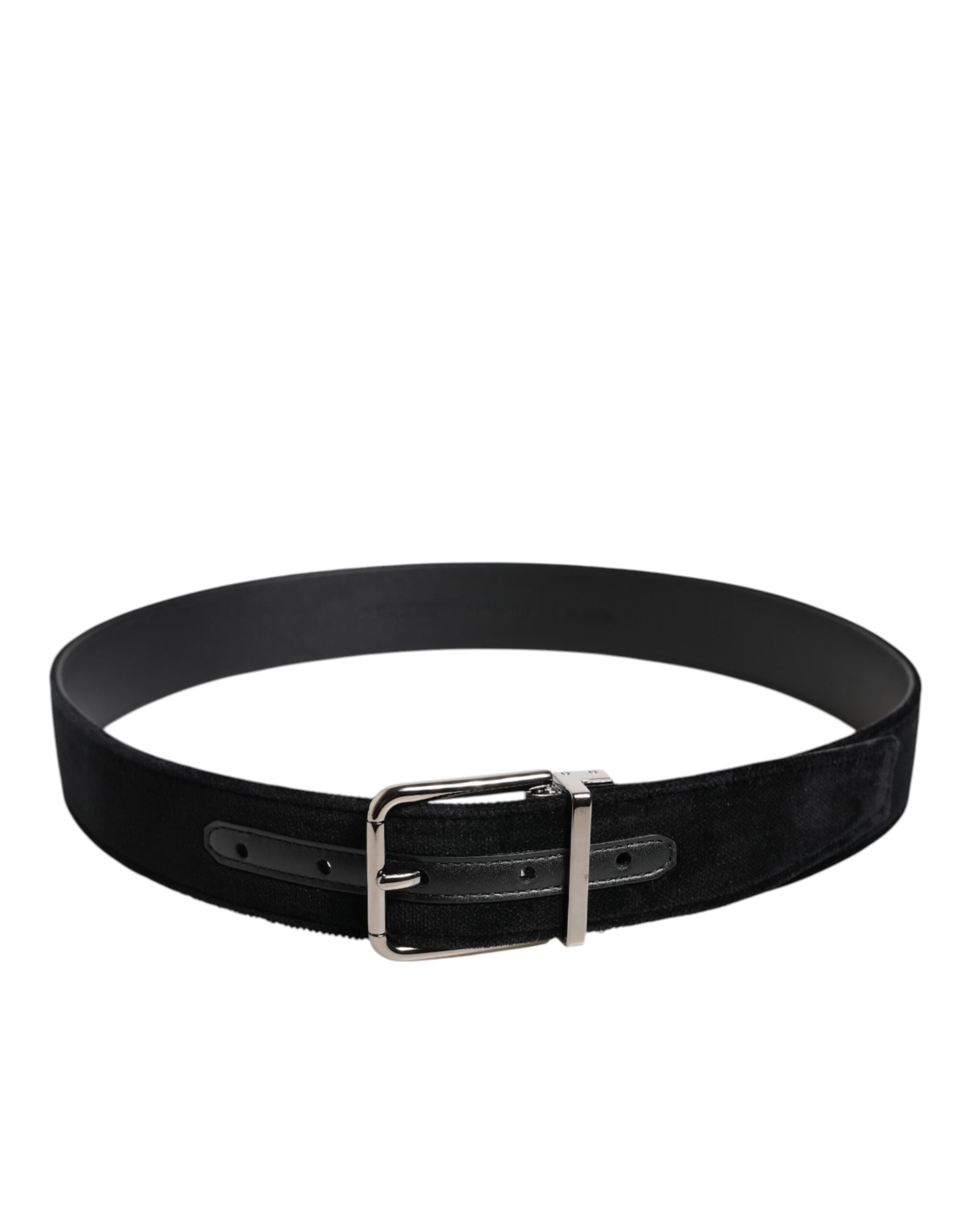 Dolce & Gabbana Black Cotton Silver Metal Buckle Belt - ACCEXO