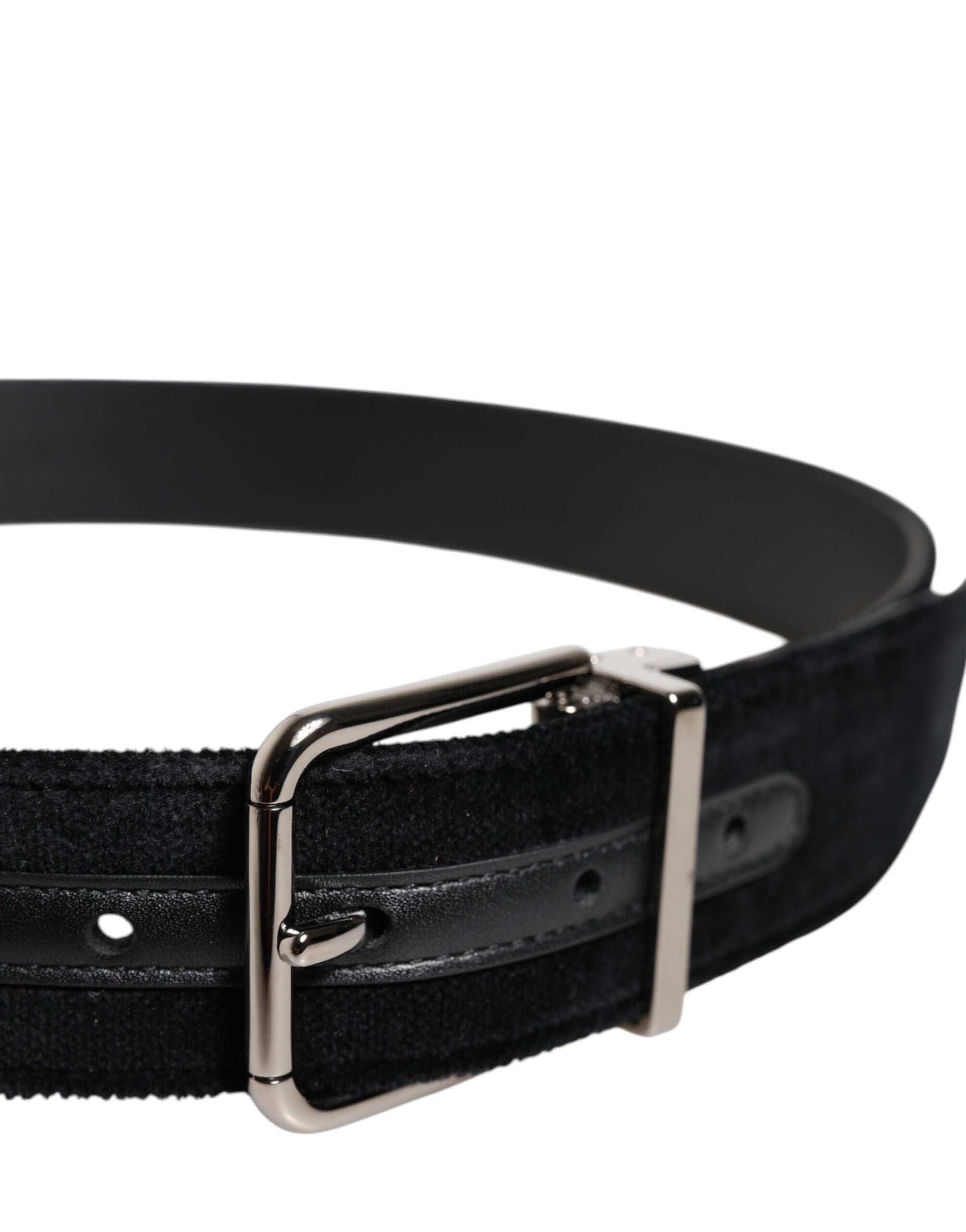 Dolce & Gabbana Black Cotton Silver Metal Buckle Belt - ACCEXO