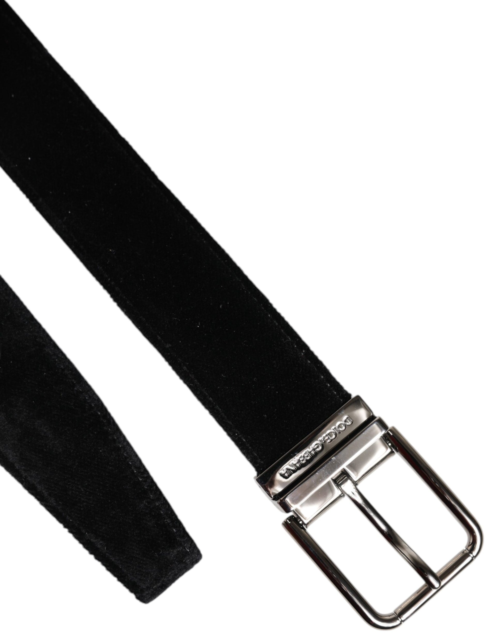 Dolce & Gabbana Black Cotton Silver Metal Buckle Belt - ACCEXO