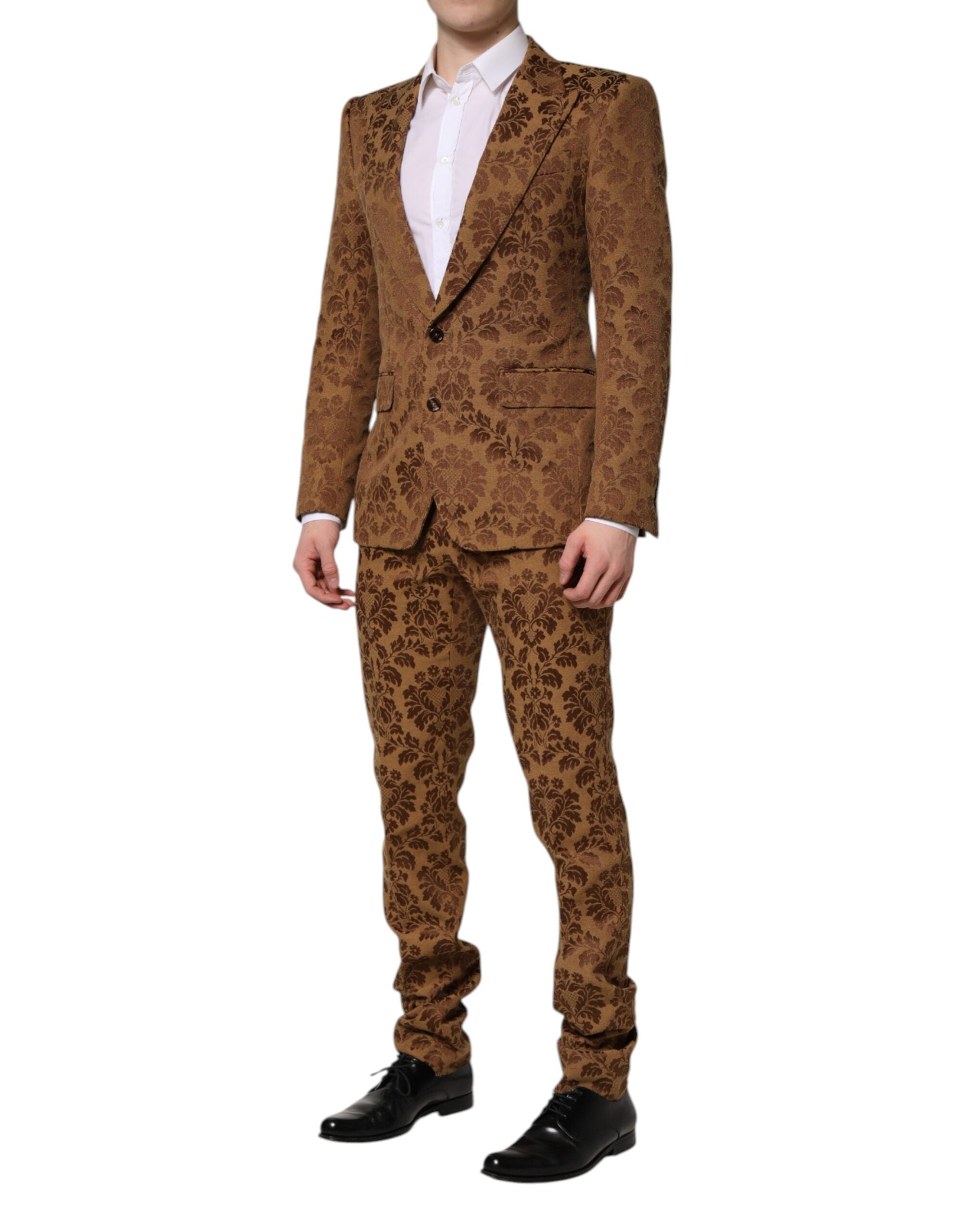 Dolce & Gabbana Brown Floral Jacquard SICILIA 2 Piece Suit - ACCEXO