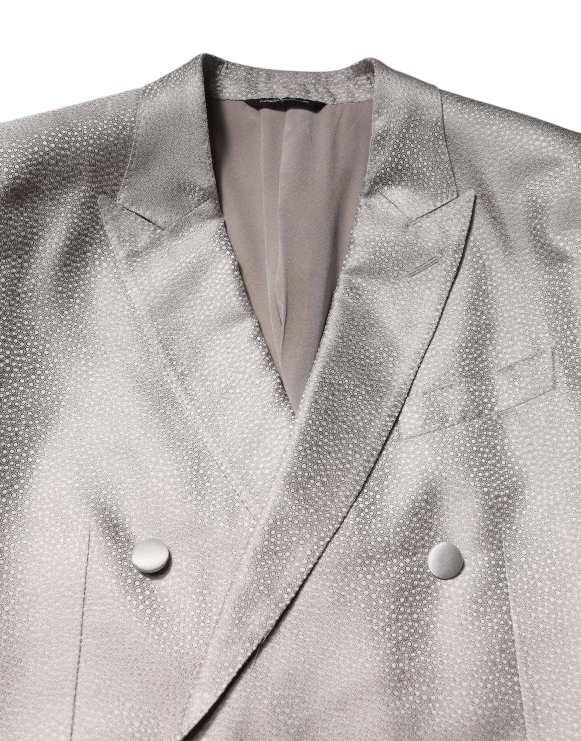 Dolce & Gabbana Light Gray Jacquard Silk Dotted 2 Piece Suit - ACCEXO
