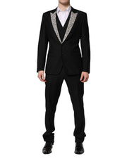 Dolce & Gabbana Black MARTINI Crystal Embellished 3 Pc Suit - ACCEXO