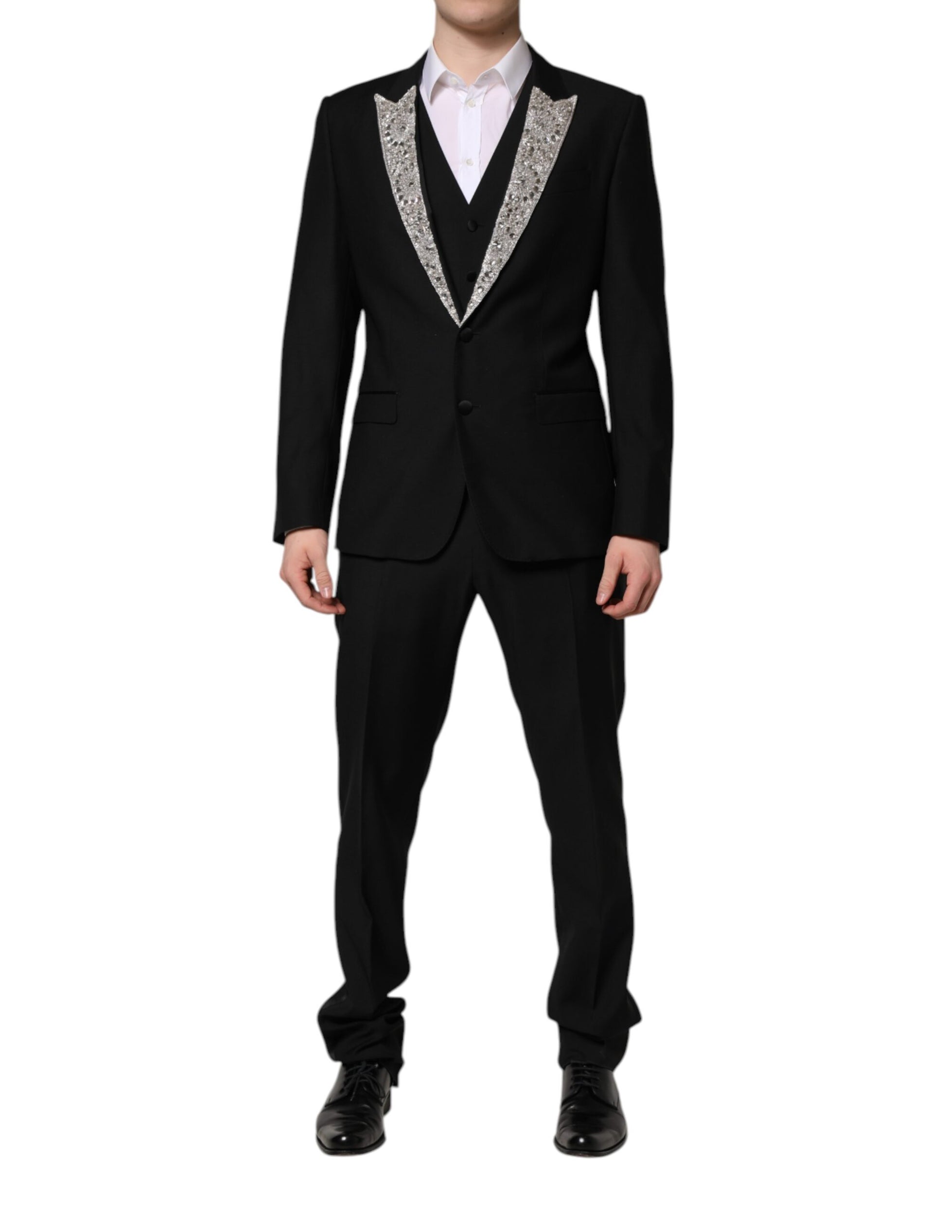 Dolce & Gabbana Black MARTINI Crystal Embellished 3 Pc Suit - ACCEXO
