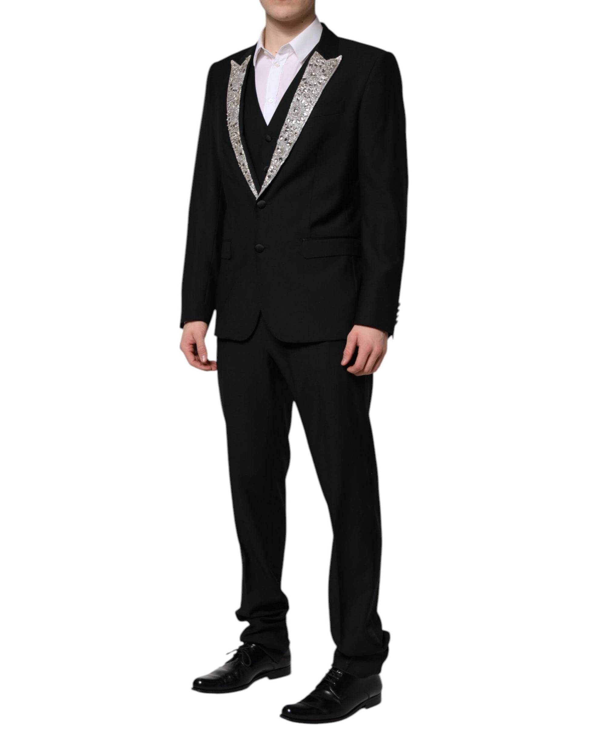 Dolce & Gabbana Black MARTINI Crystal Embellished 3 Pc Suit - ACCEXO