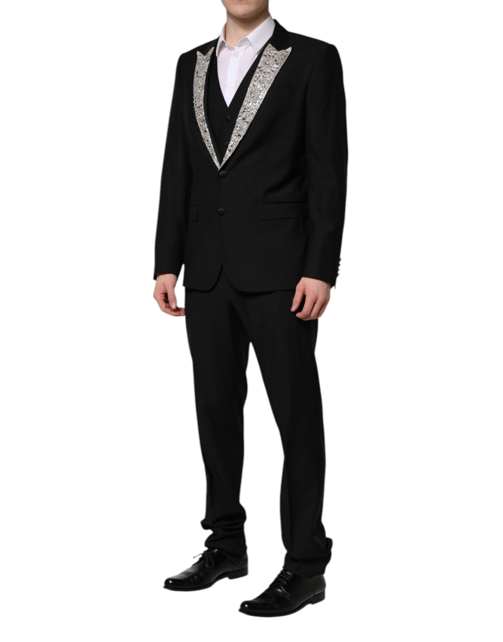 Dolce & Gabbana Black MARTINI Crystal Embellished 3 Pc Suit - ACCEXO
