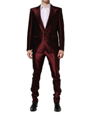 Dolce & Gabbana Bordeaux Silk 2 Piece Single Breasted Suit - ACCEXO
