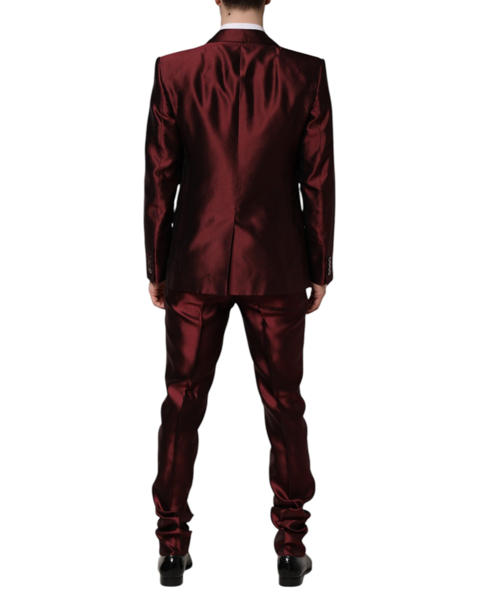 Dolce & Gabbana Bordeaux Silk 2 Piece Single Breasted Suit - ACCEXO