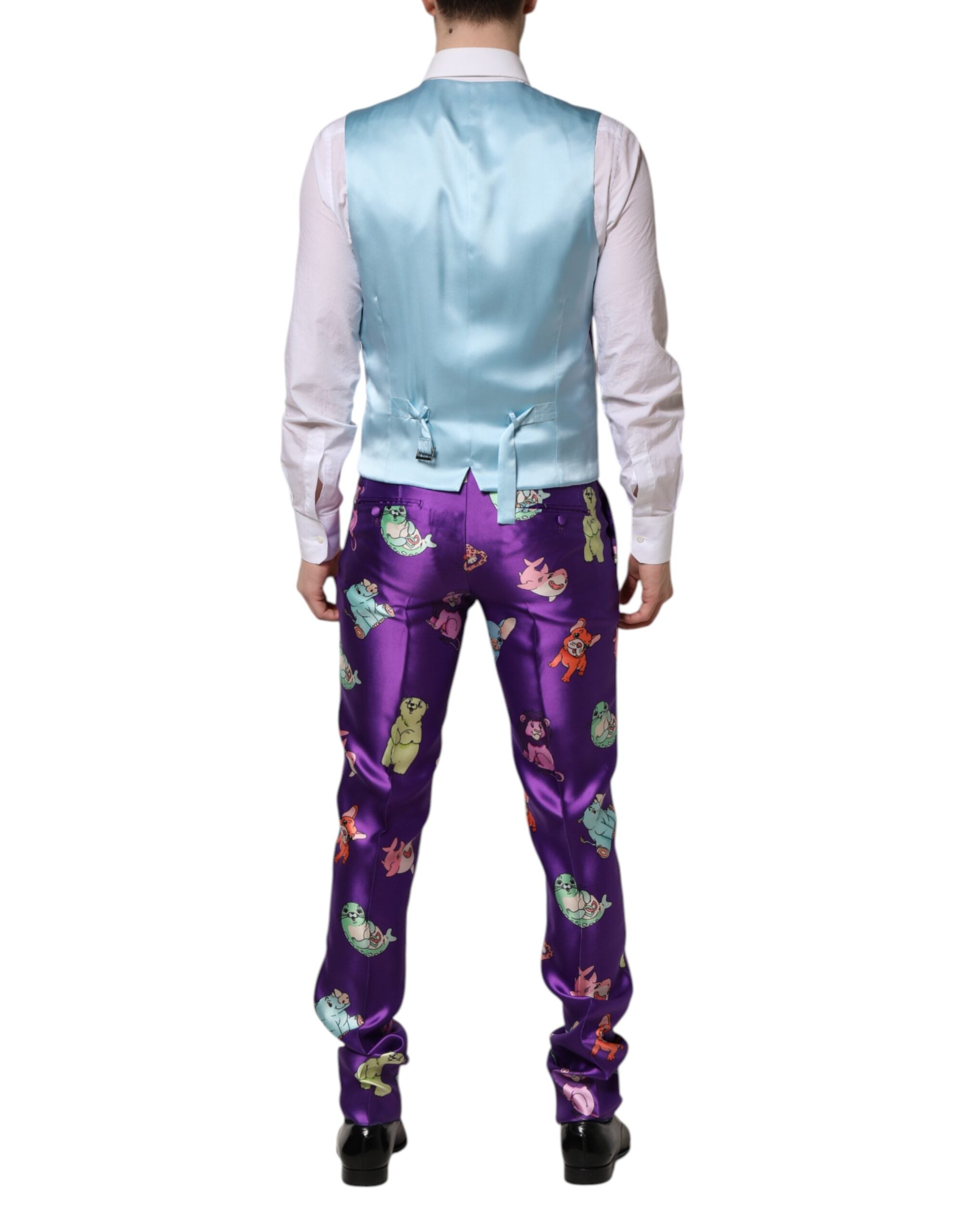 Dolce & Gabbana Purple Silk Animal Print 3 Piece Suit - ACCEXO
