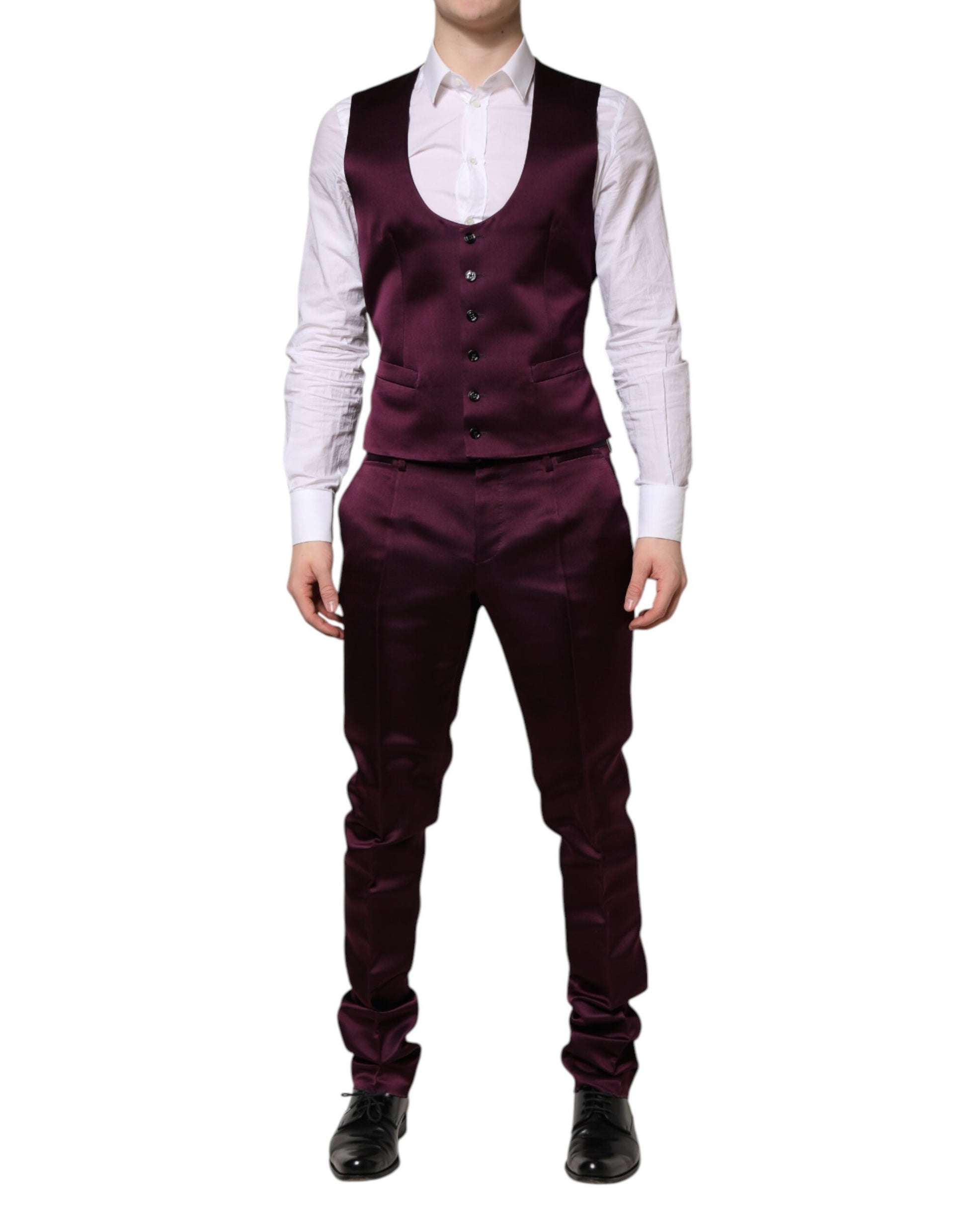 Dolce & Gabbana Dark Purple Silk 3Piece Single Breasted Suit - ACCEXO