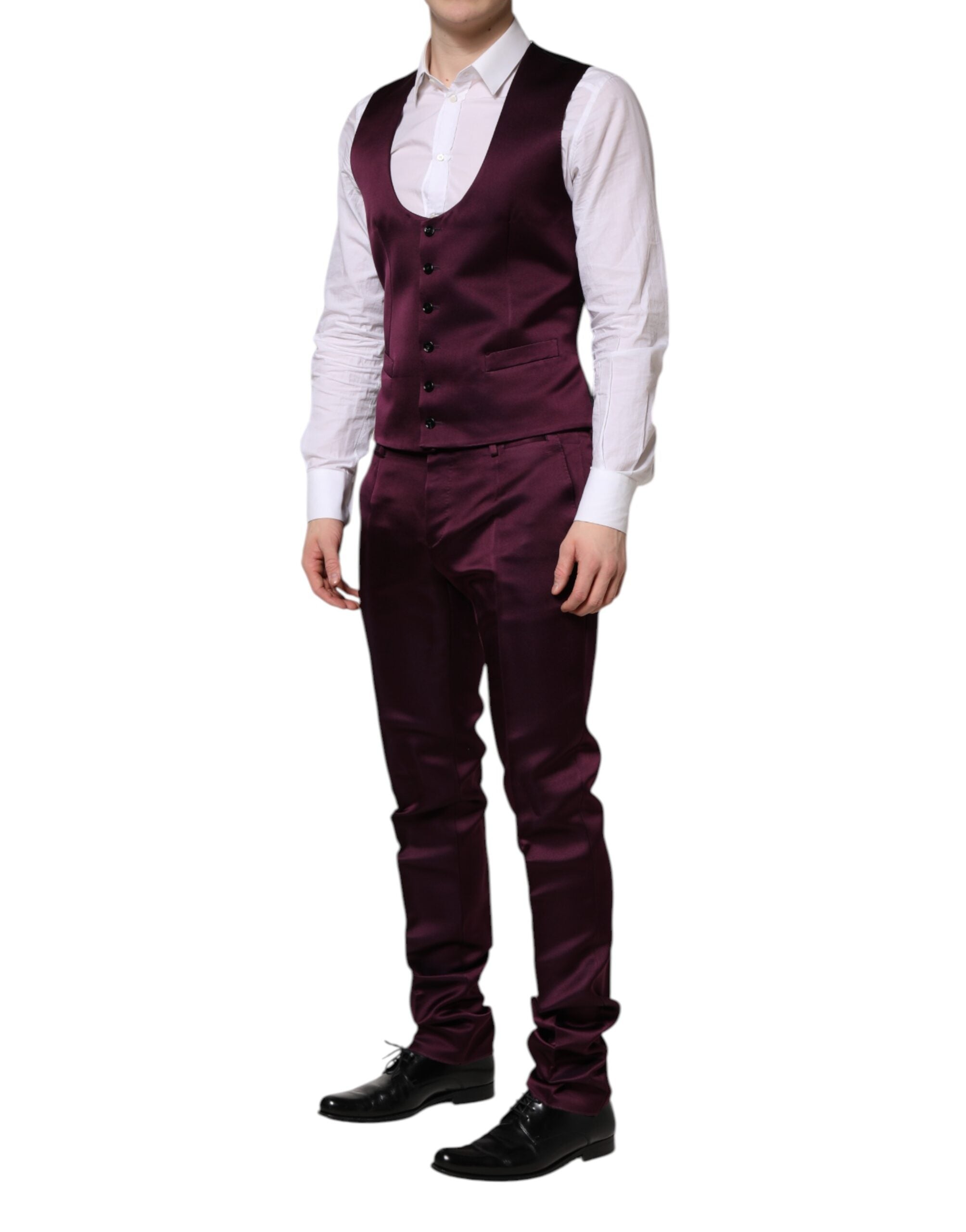Dolce & Gabbana Dark Purple Silk 3Piece Single Breasted Suit - ACCEXO