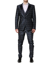 Dolce & Gabbana Blue MARTINI Star Jacquard 3 Piece Suit - ACCEXO
