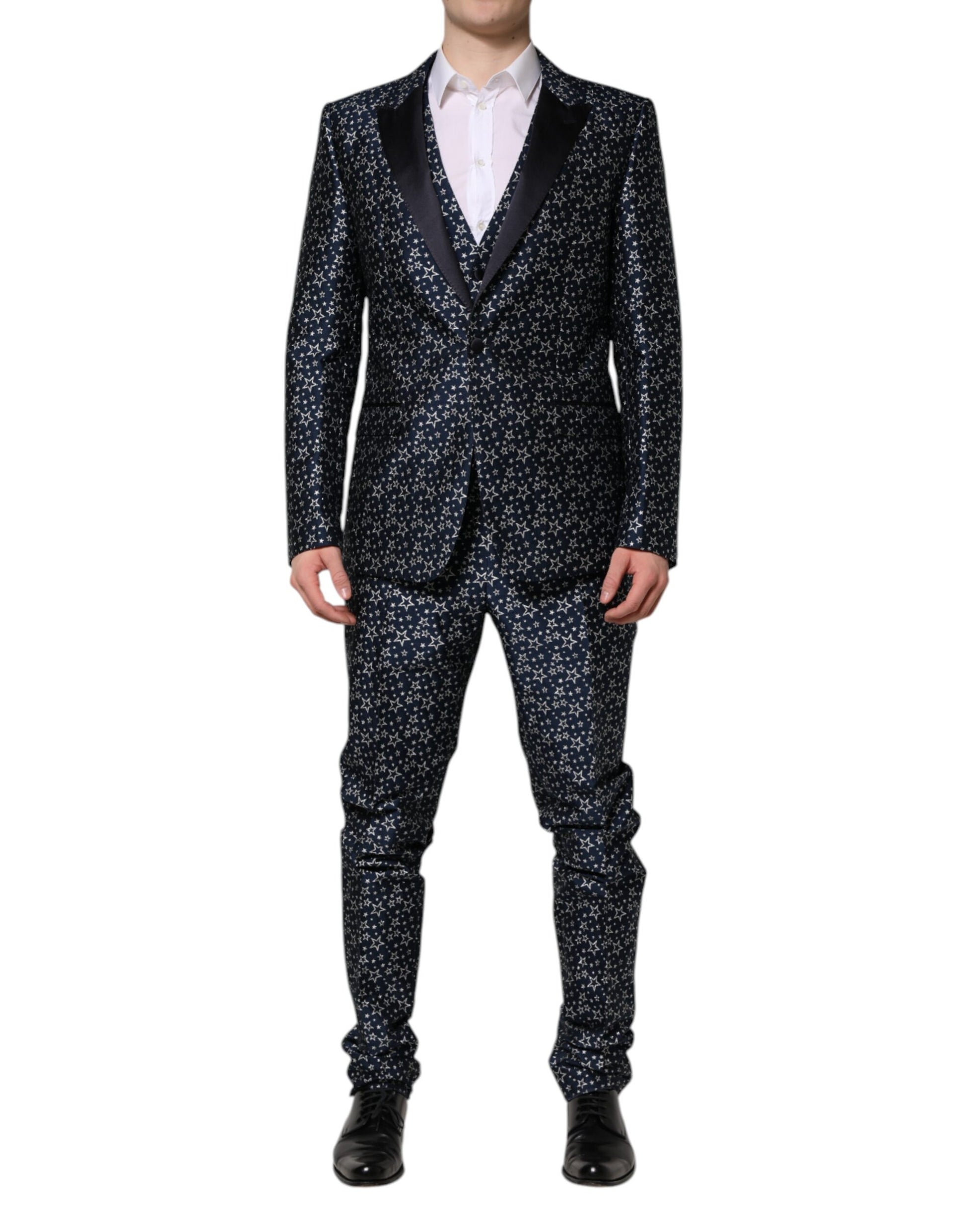 Dolce & Gabbana Blue MARTINI Star Jacquard 3 Piece Suit - ACCEXO