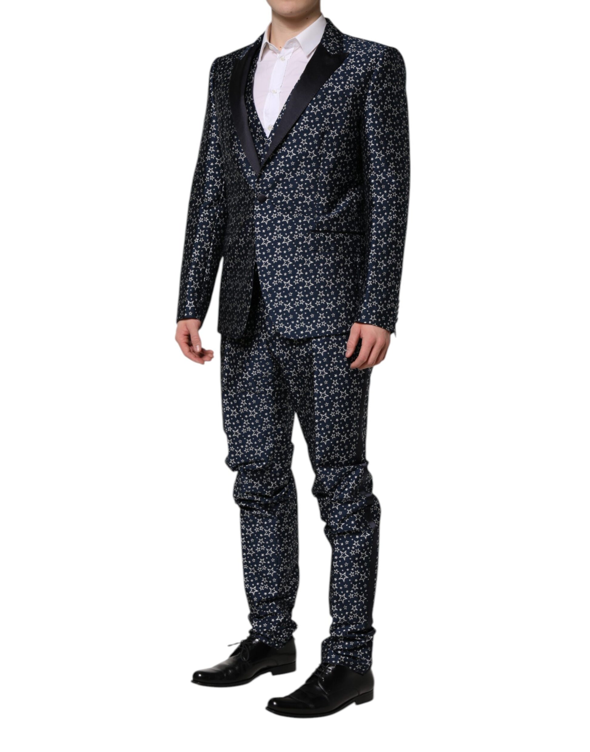 Dolce & Gabbana Blue MARTINI Star Jacquard 3 Piece Suit - ACCEXO