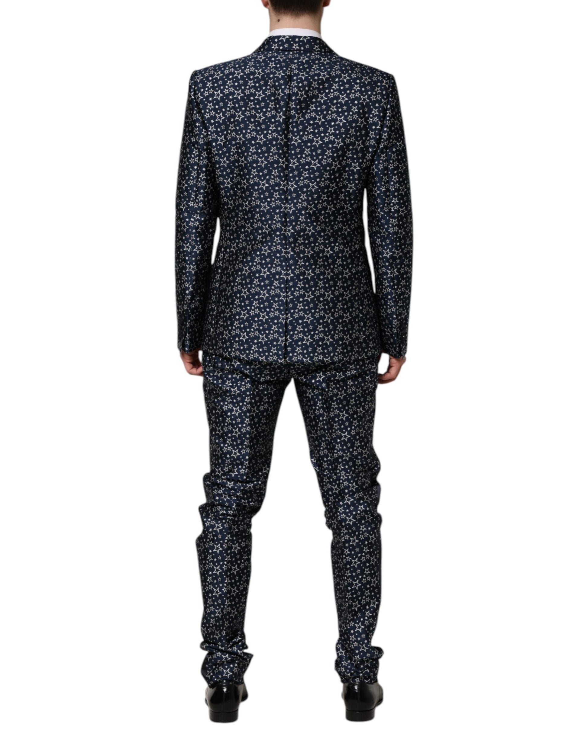 Dolce & Gabbana Blue MARTINI Star Jacquard 3 Piece Suit - ACCEXO