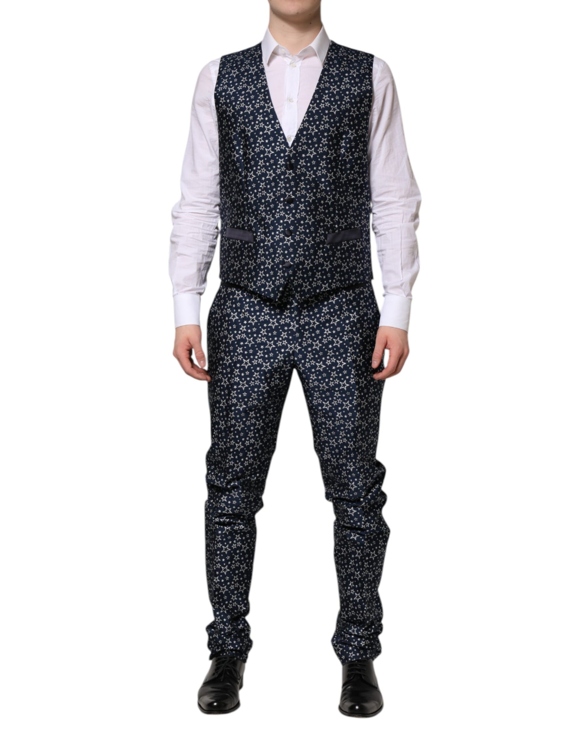 Dolce & Gabbana Blue MARTINI Star Jacquard 3 Piece Suit - ACCEXO