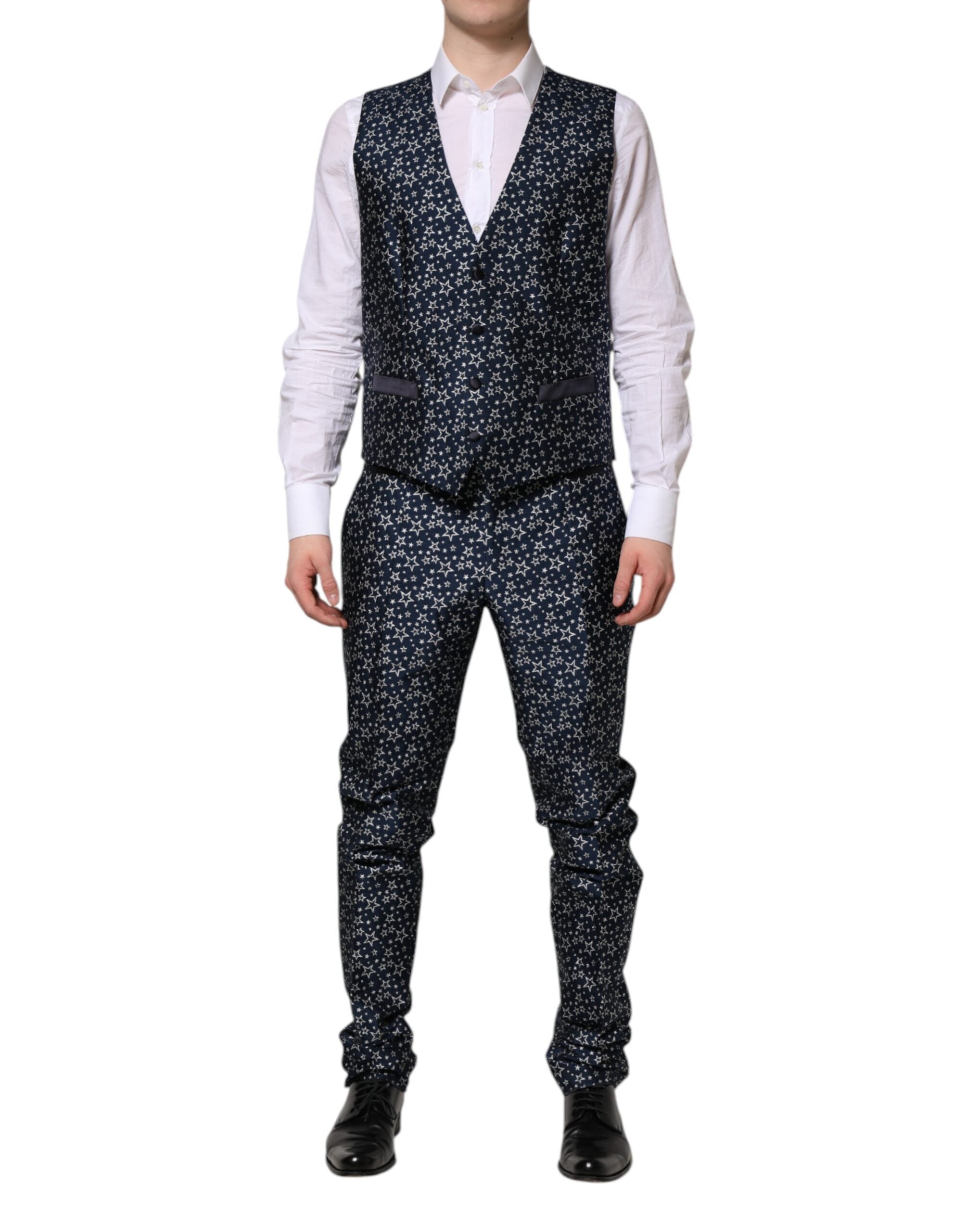 Dolce & Gabbana Blue MARTINI Star Jacquard 3 Piece Suit - ACCEXO