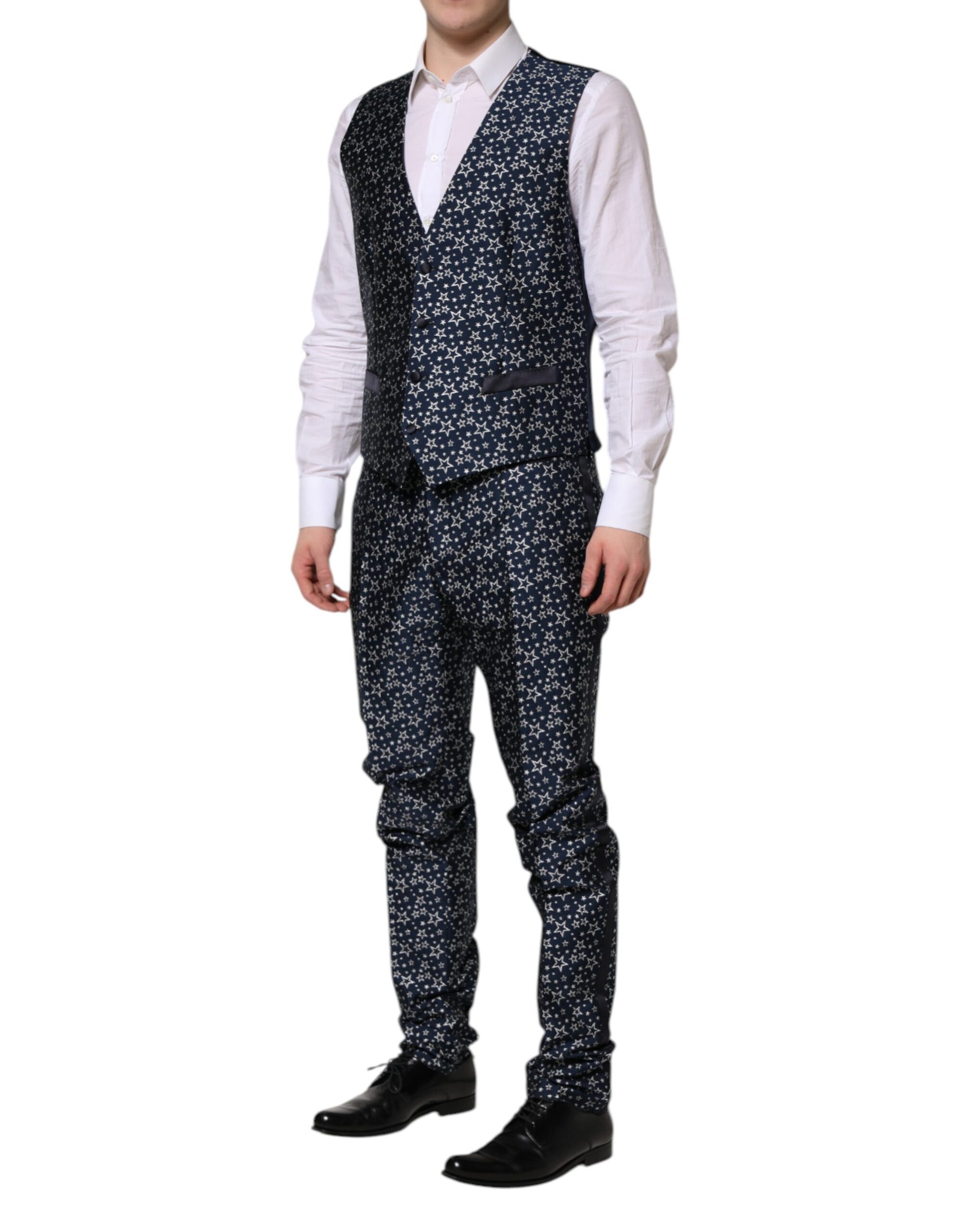 Dolce & Gabbana Blue MARTINI Star Jacquard 3 Piece Suit - ACCEXO